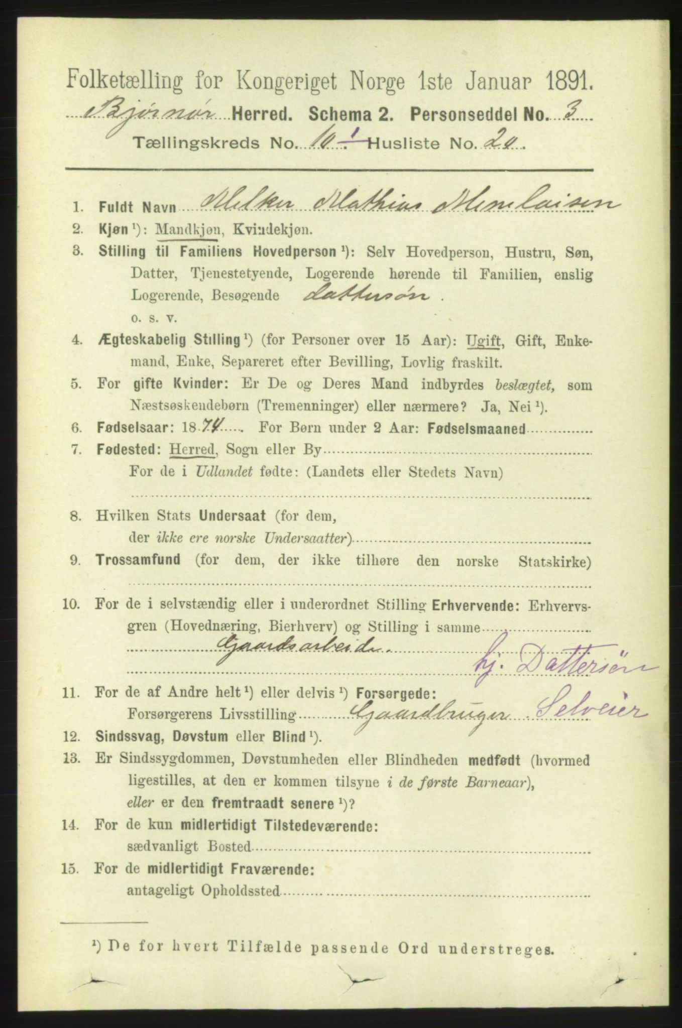 RA, 1891 census for 1632 Bjørnør, 1891, p. 4270