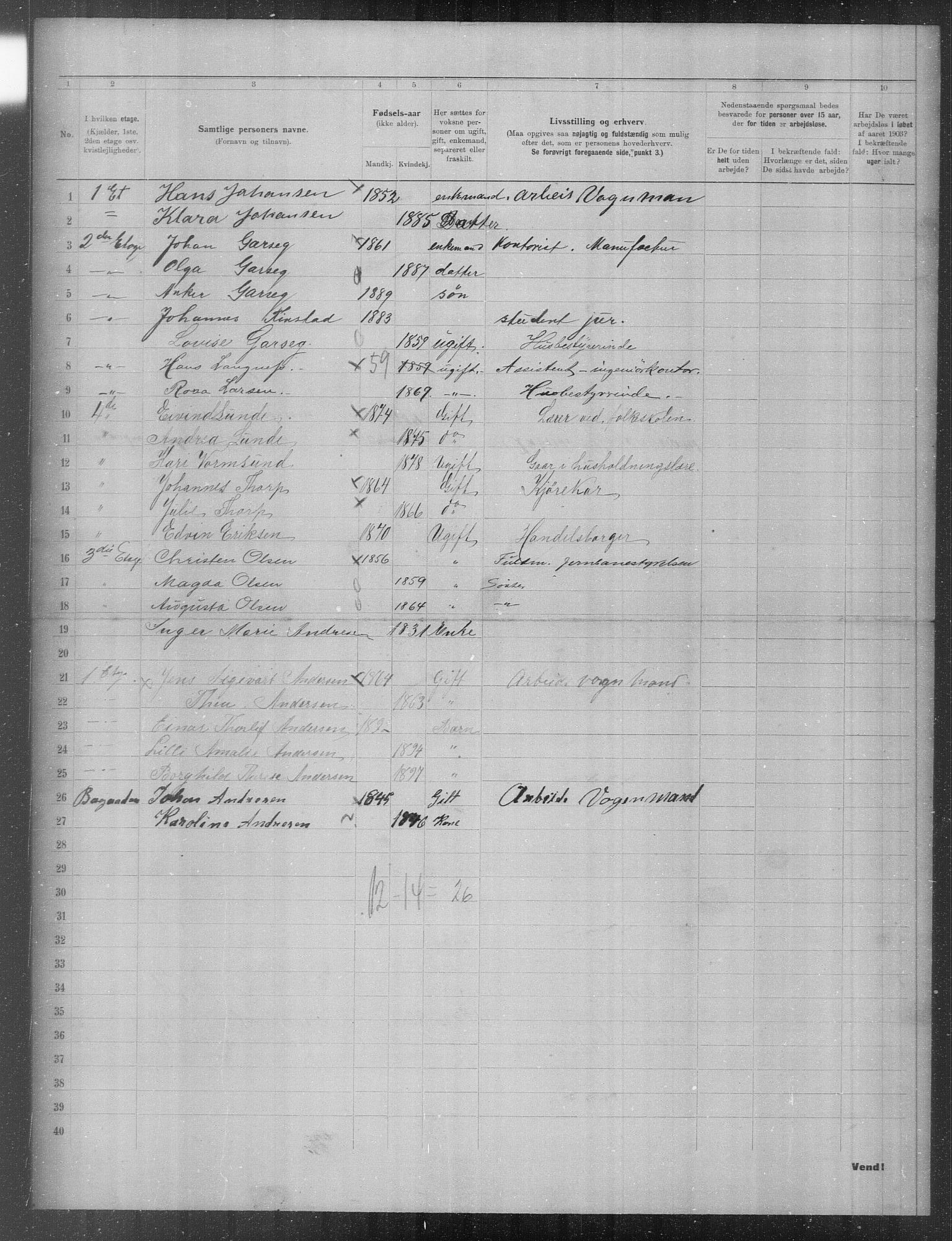 OBA, Municipal Census 1903 for Kristiania, 1903, p. 20946