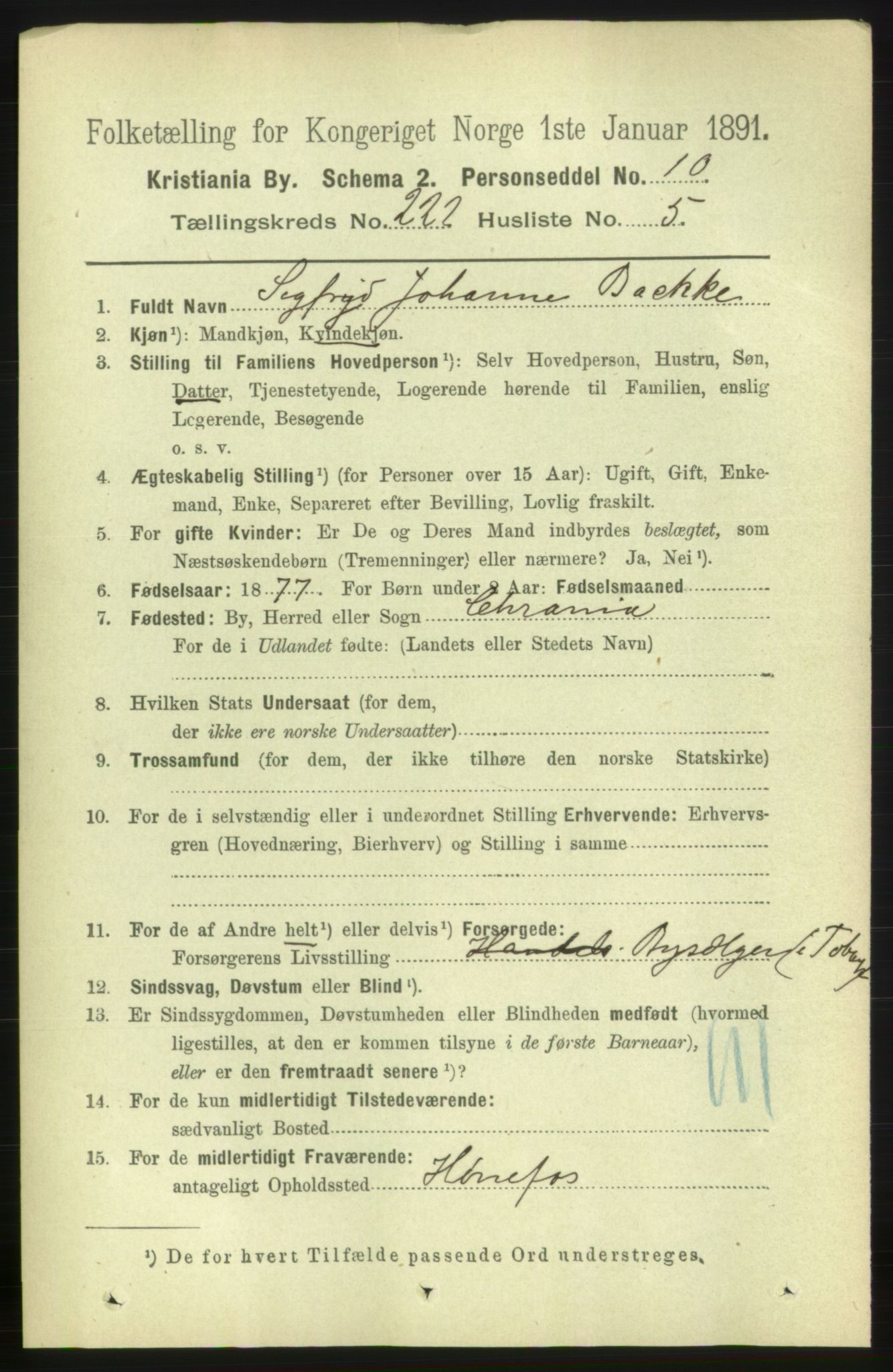 RA, 1891 census for 0301 Kristiania, 1891, p. 133197