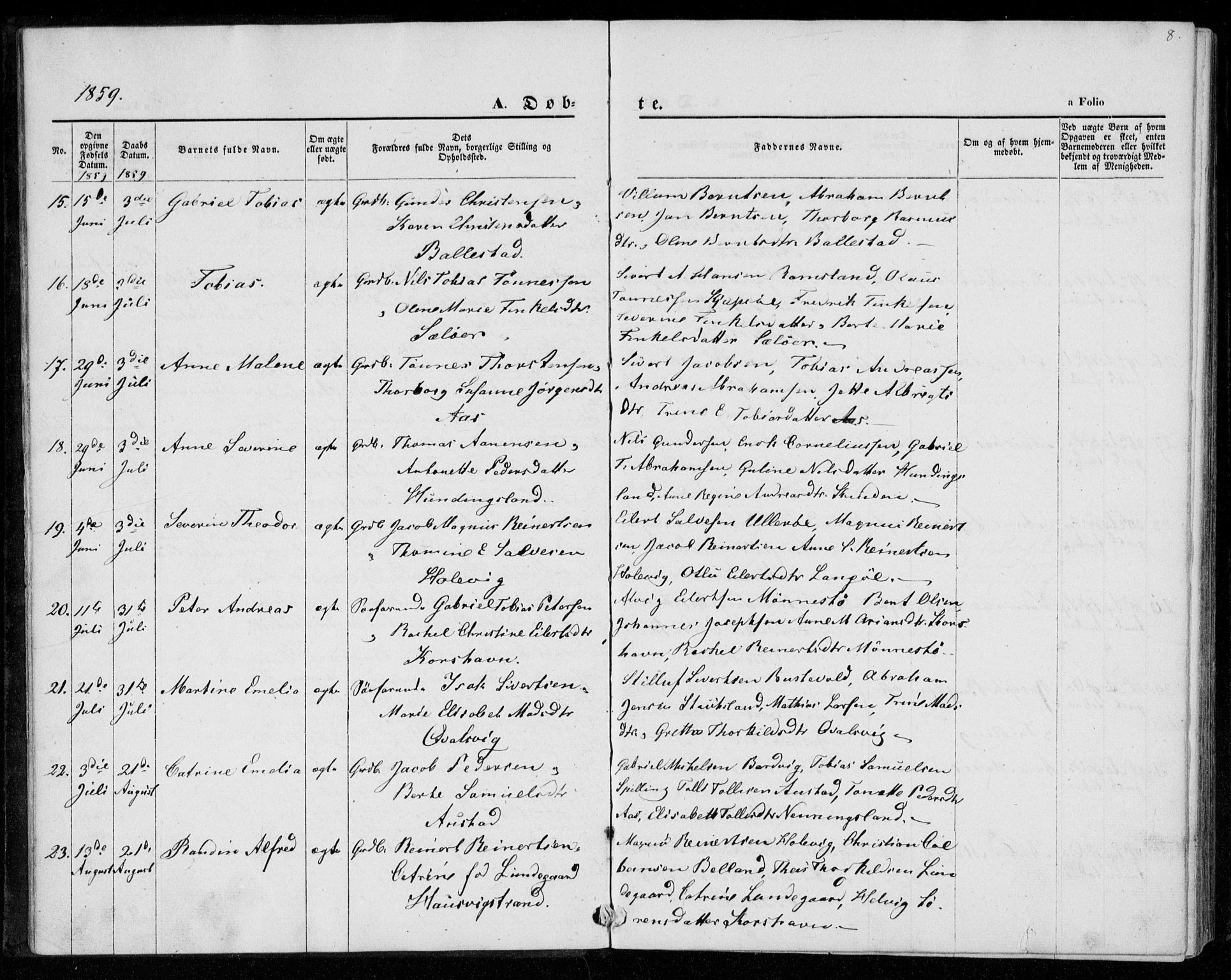 Lyngdal sokneprestkontor, SAK/1111-0029/F/Fa/Faa/L0002: Parish register (official) no. A 2, 1858-1870, p. 8