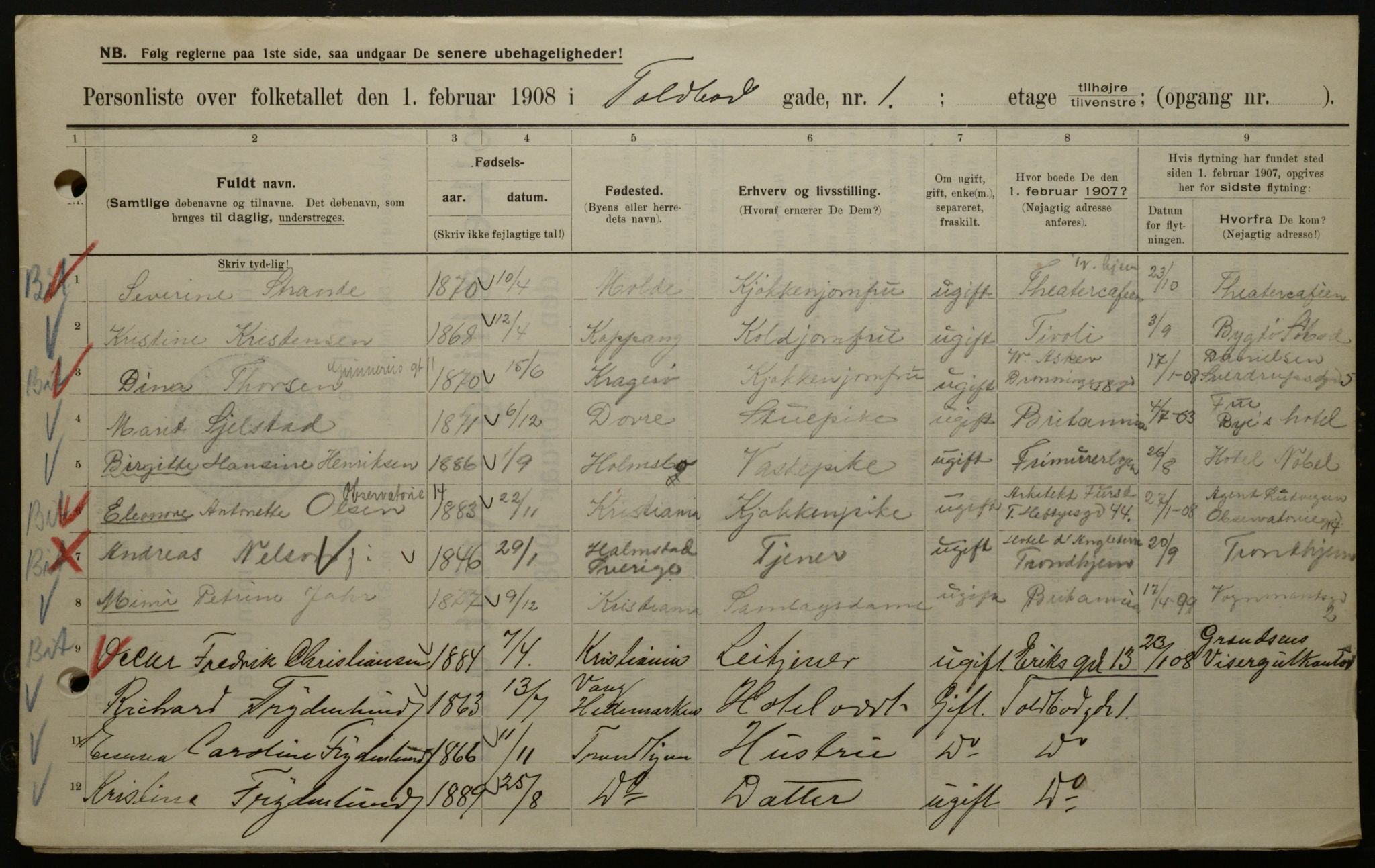 OBA, Municipal Census 1908 for Kristiania, 1908, p. 101654