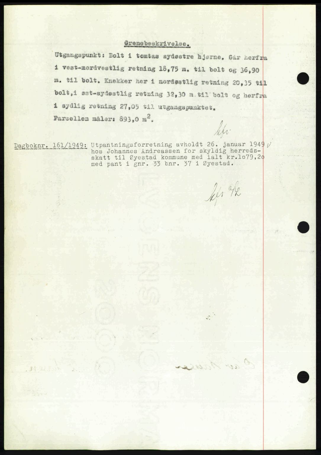 Nedenes sorenskriveri, AV/SAK-1221-0006/G/Gb/Gba/L0060: Mortgage book no. A12, 1948-1949, Diary no: : 160/1949