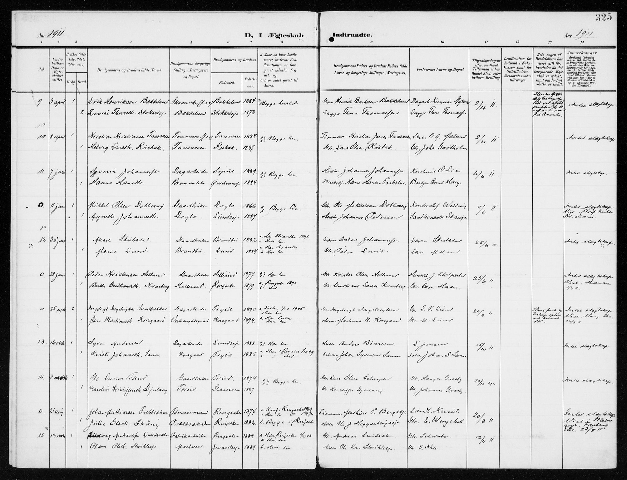 Furnes prestekontor, AV/SAH-PREST-012/K/Ka/L0001: Parish register (official) no. 1, 1907-1935, p. 325