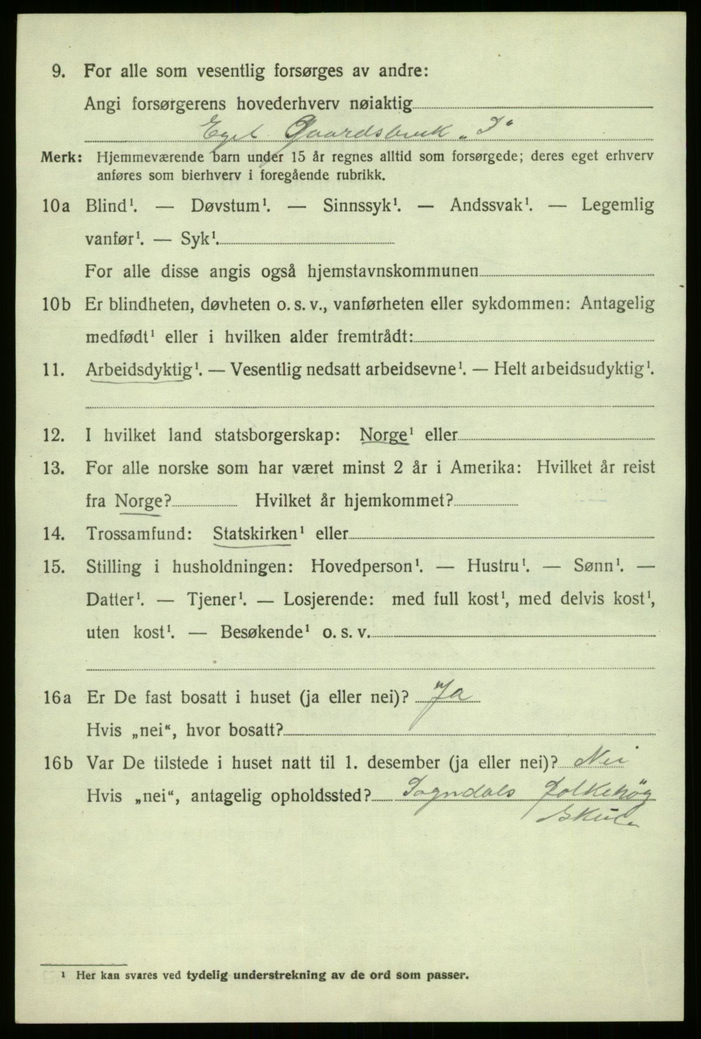 SAB, 1920 census for Hafslo, 1920, p. 2639