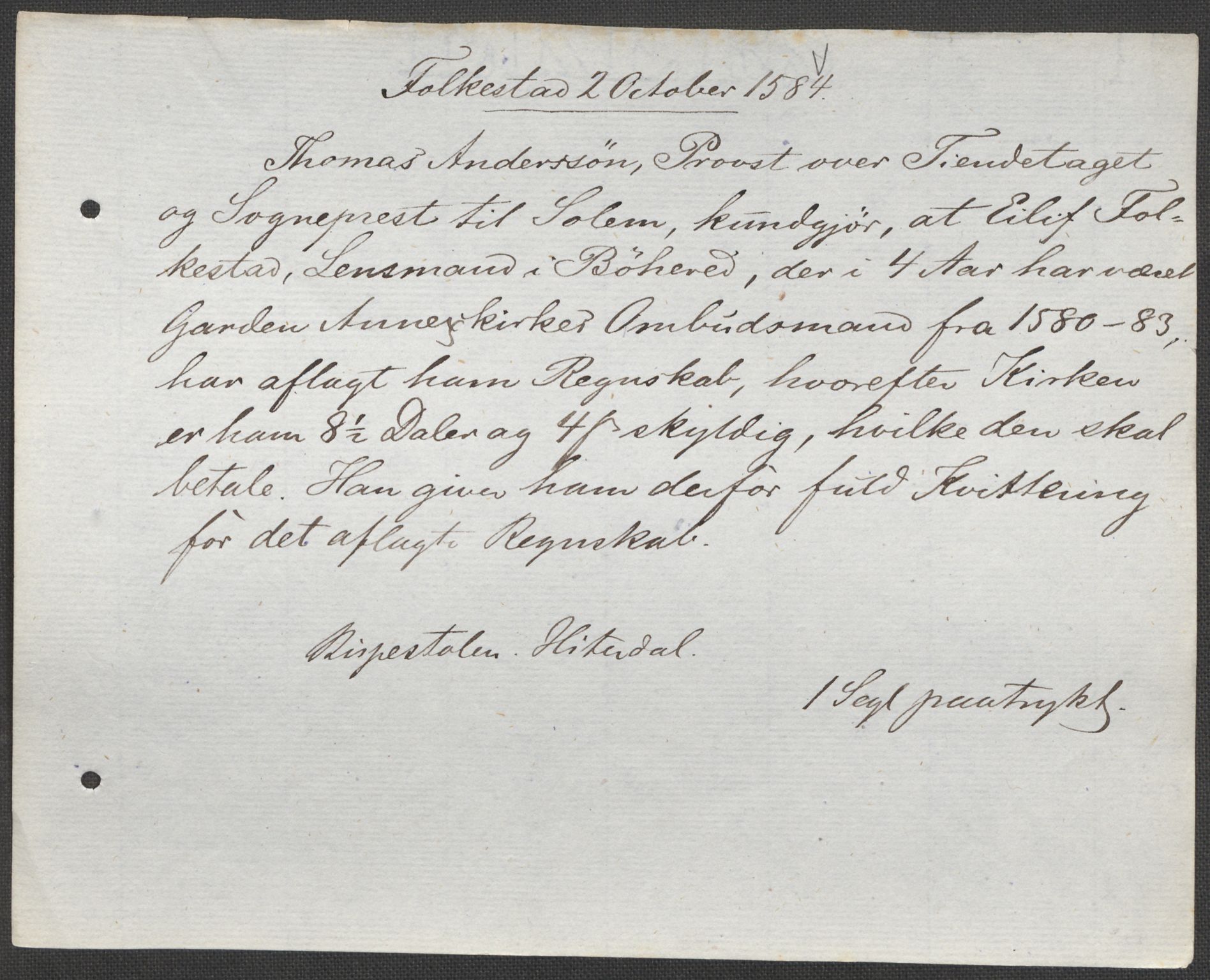 Riksarkivets diplomsamling, AV/RA-EA-5965/F15/L0028: Prestearkiv - Telemark, 1572-1769, p. 56