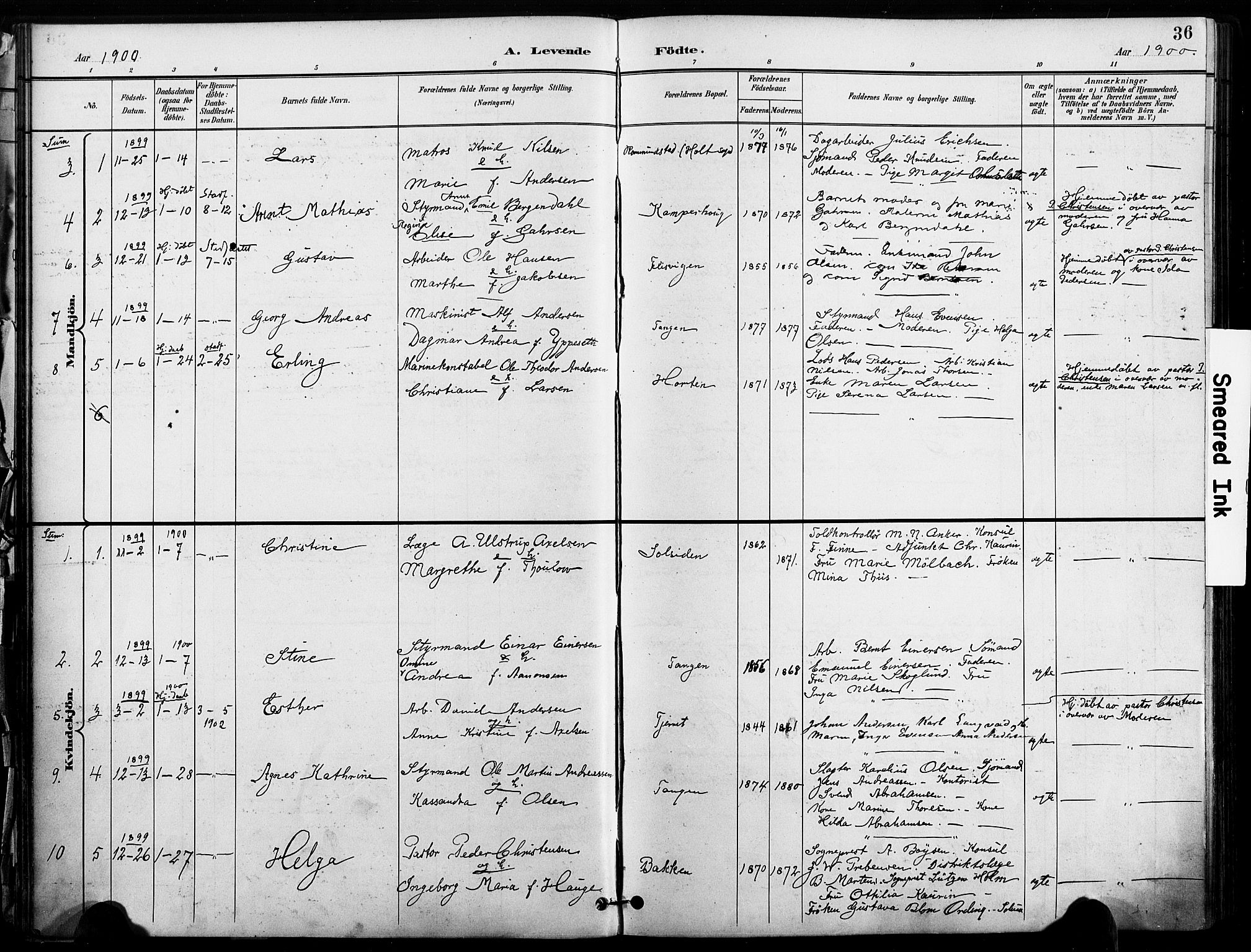Risør sokneprestkontor, SAK/1111-0035/F/Fa/L0010: Parish register (official) no. A 10, 1896-1906, p. 36