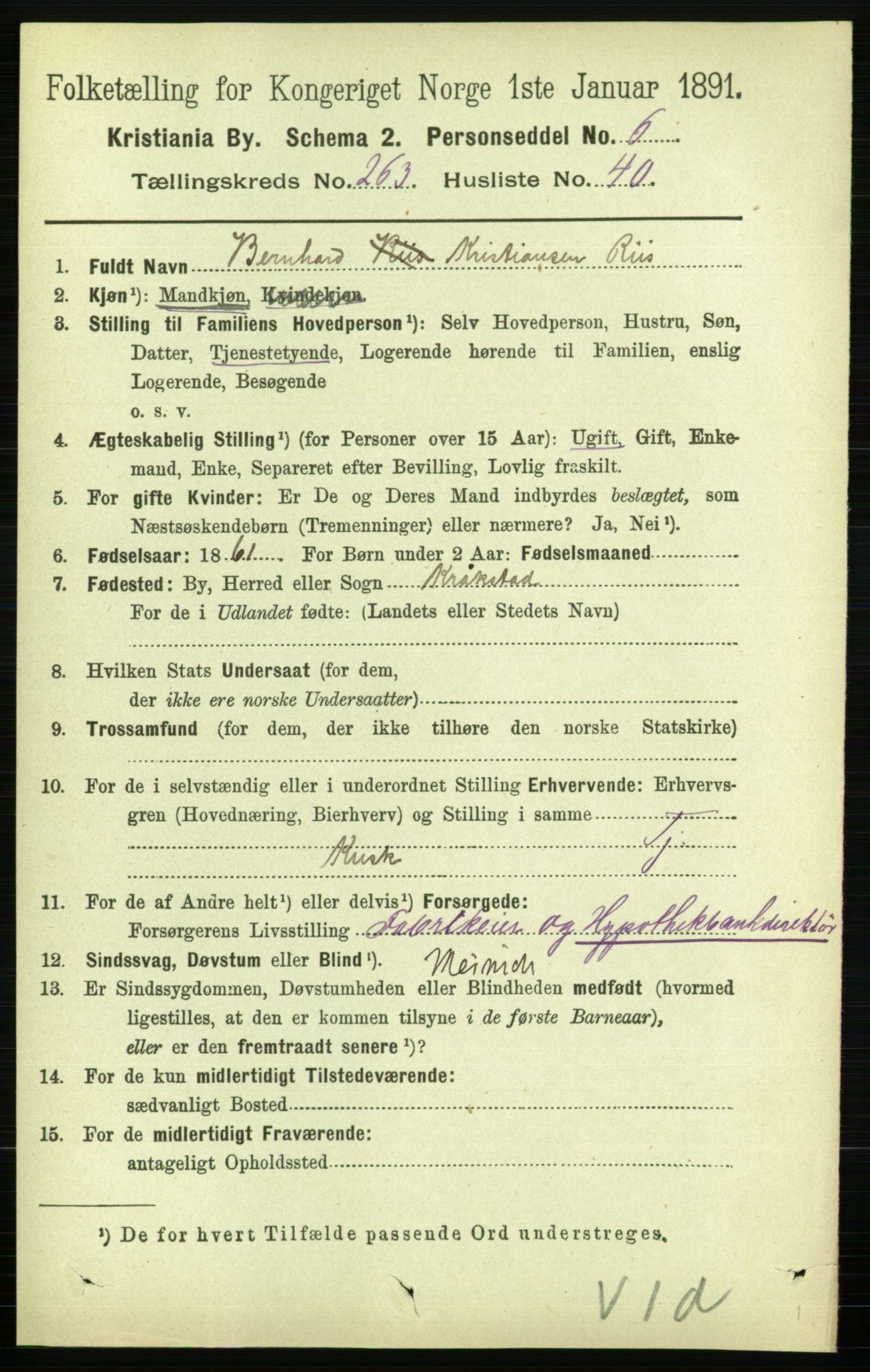 RA, 1891 census for 0301 Kristiania, 1891, p. 160267