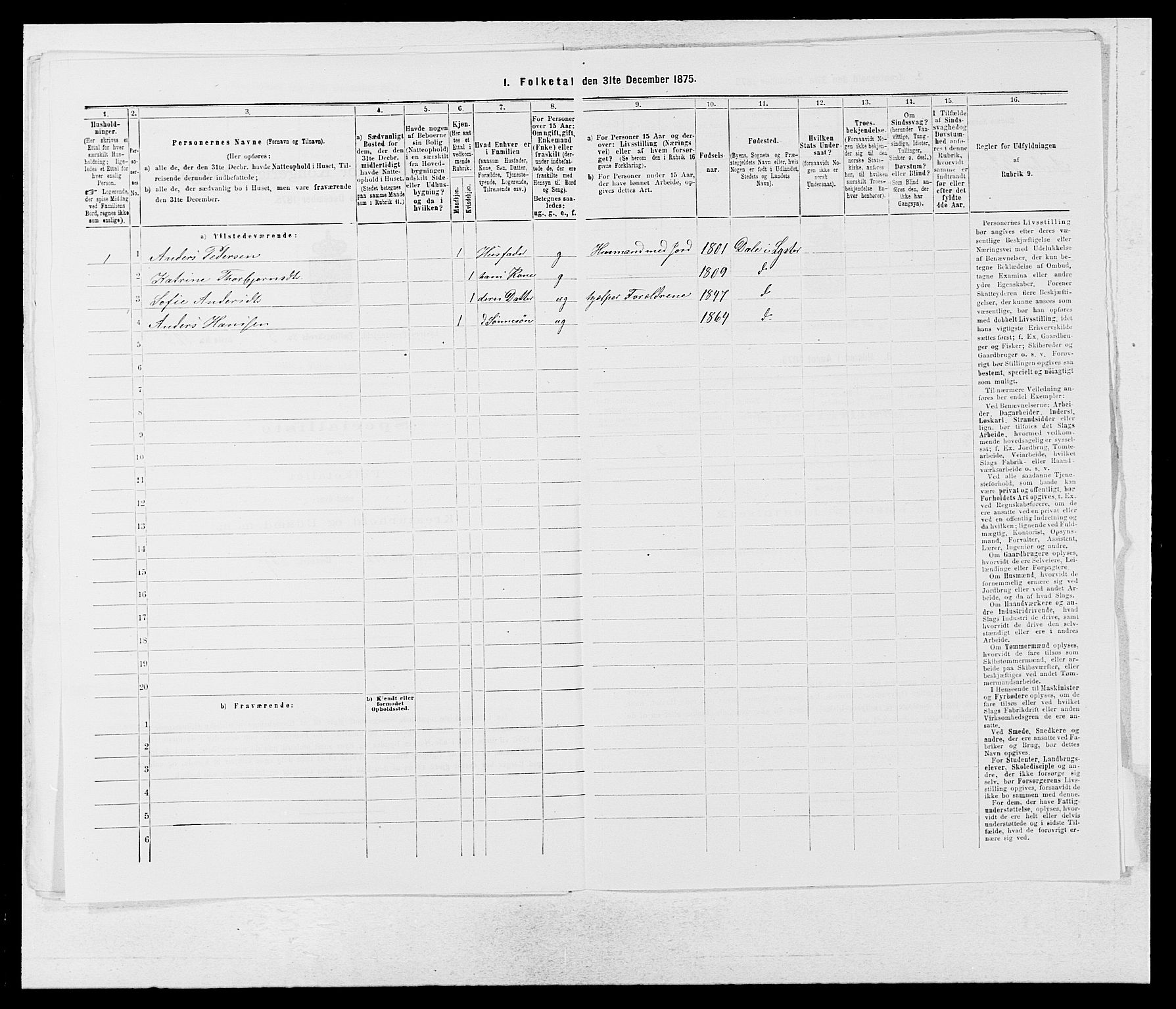 SAB, 1875 census for 1426P Luster, 1875, p. 694