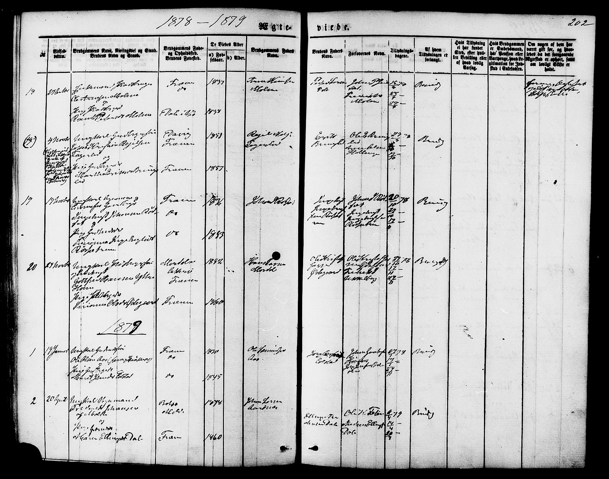 Ministerialprotokoller, klokkerbøker og fødselsregistre - Møre og Romsdal, SAT/A-1454/565/L0749: Parish register (official) no. 565A03, 1871-1886, p. 202