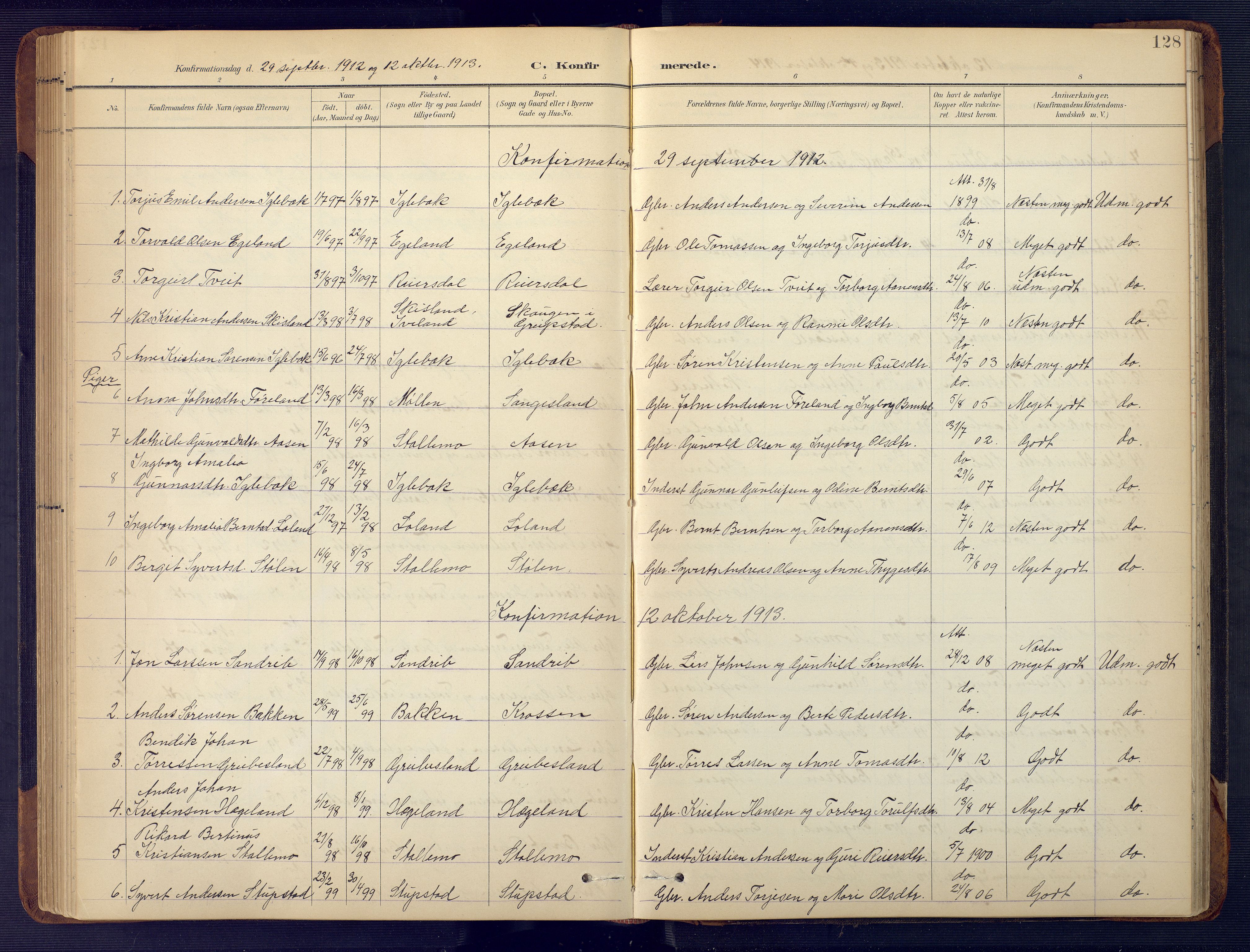 Vennesla sokneprestkontor, SAK/1111-0045/Fb/Fbc/L0003: Parish register (copy) no. B 3, 1895-1946, p. 128