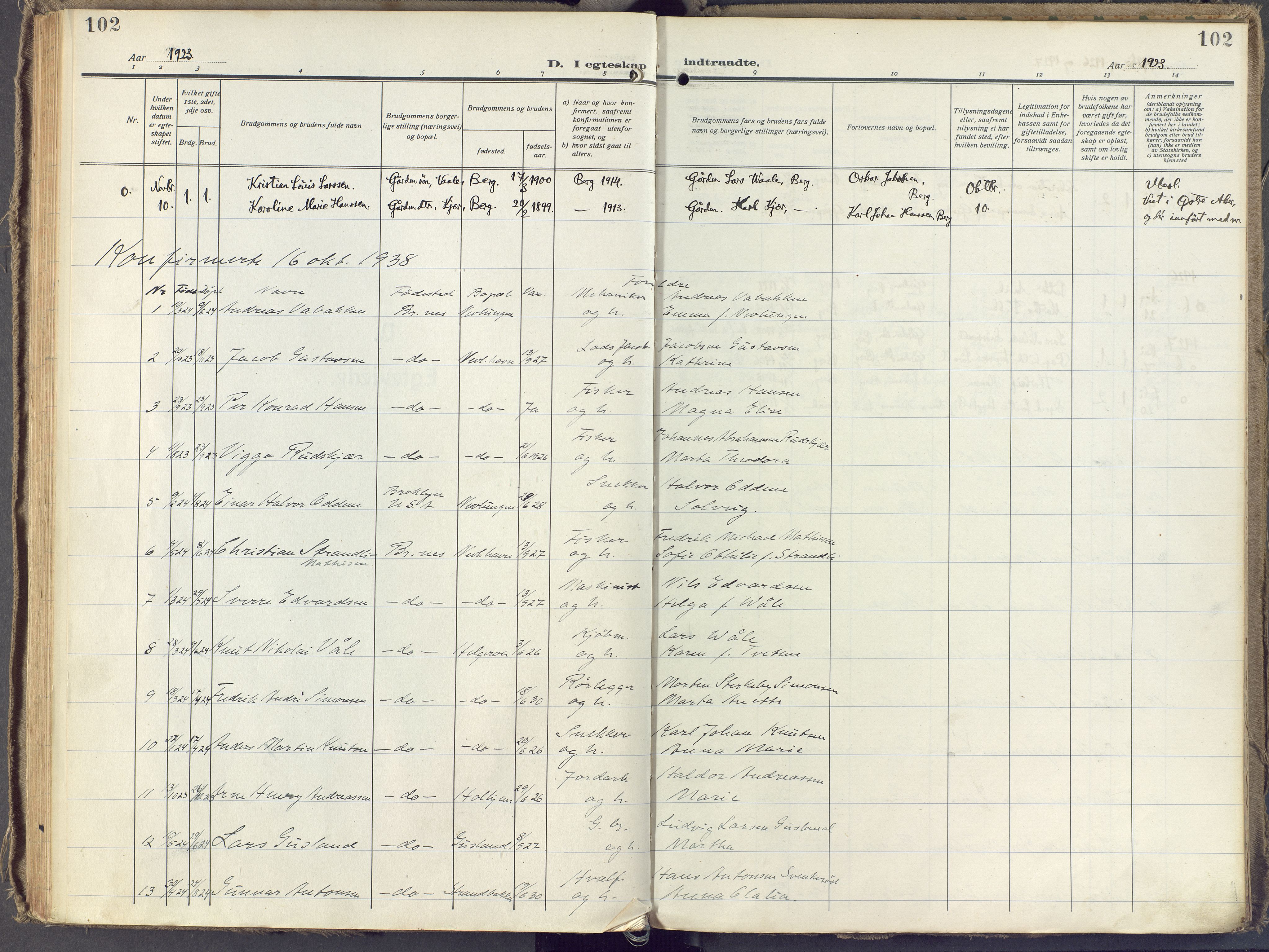 Brunlanes kirkebøker, SAKO/A-342/F/Fb/L0004: Parish register (official) no. II 4, 1923-1940, p. 102