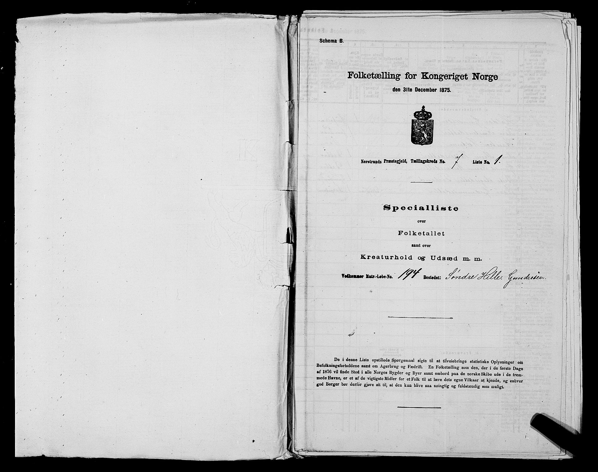 SAST, 1875 census for 1139P Nedstrand, 1875, p. 779