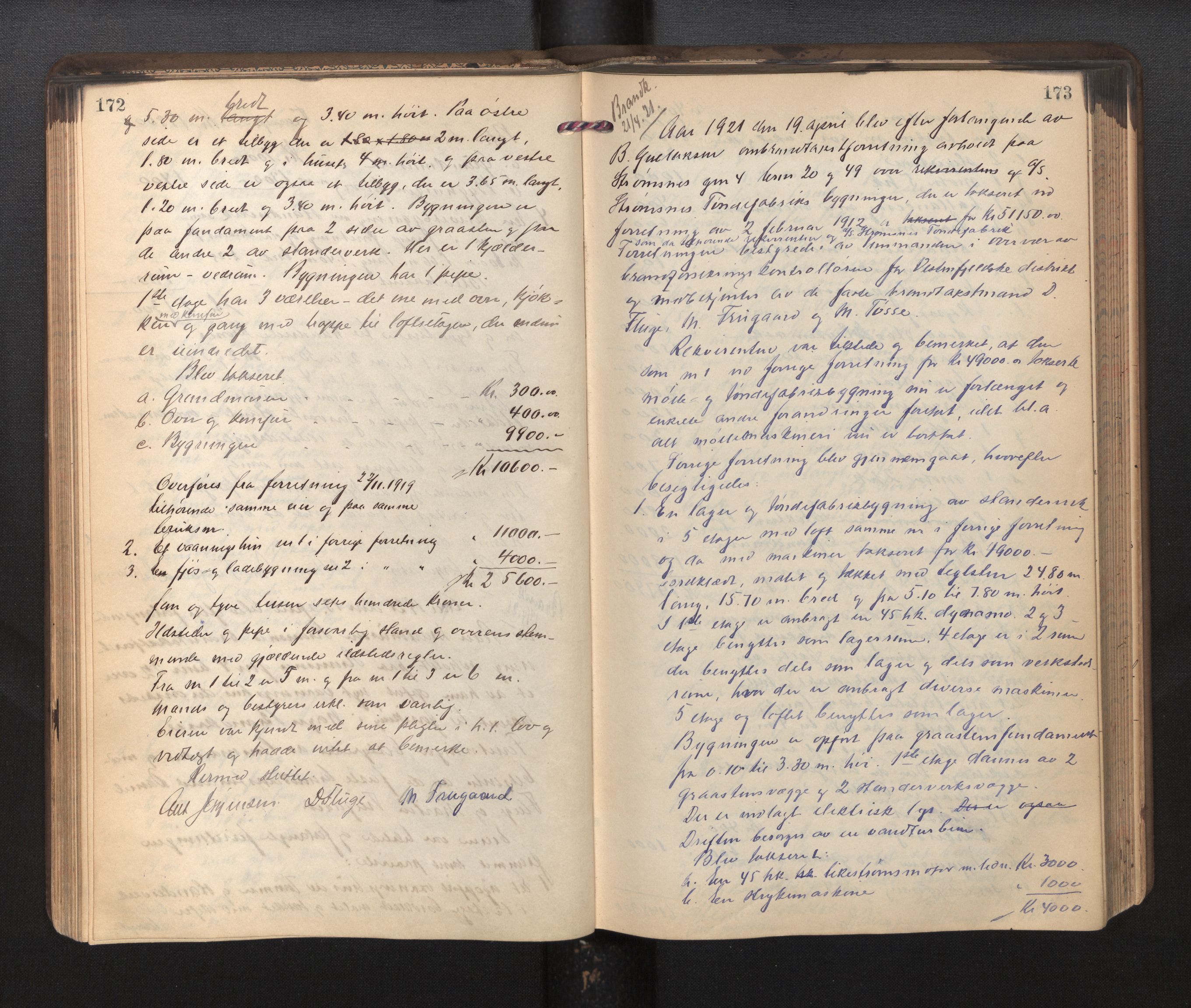 Lensmannen i Askøy, AV/SAB-A-31001/0012/L0002: Branntakstprotokoll, 1919-1929, p. 172-173
