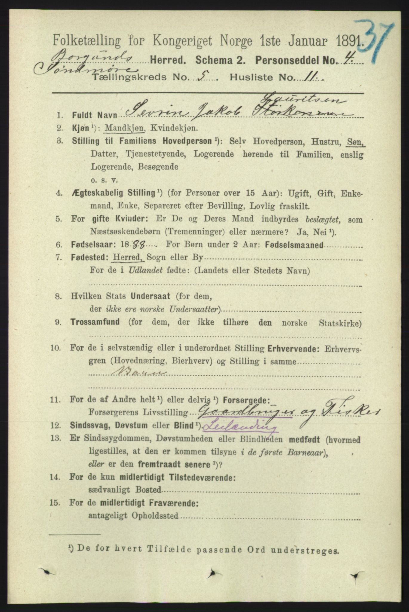 RA, 1891 census for 1531 Borgund, 1891, p. 1322