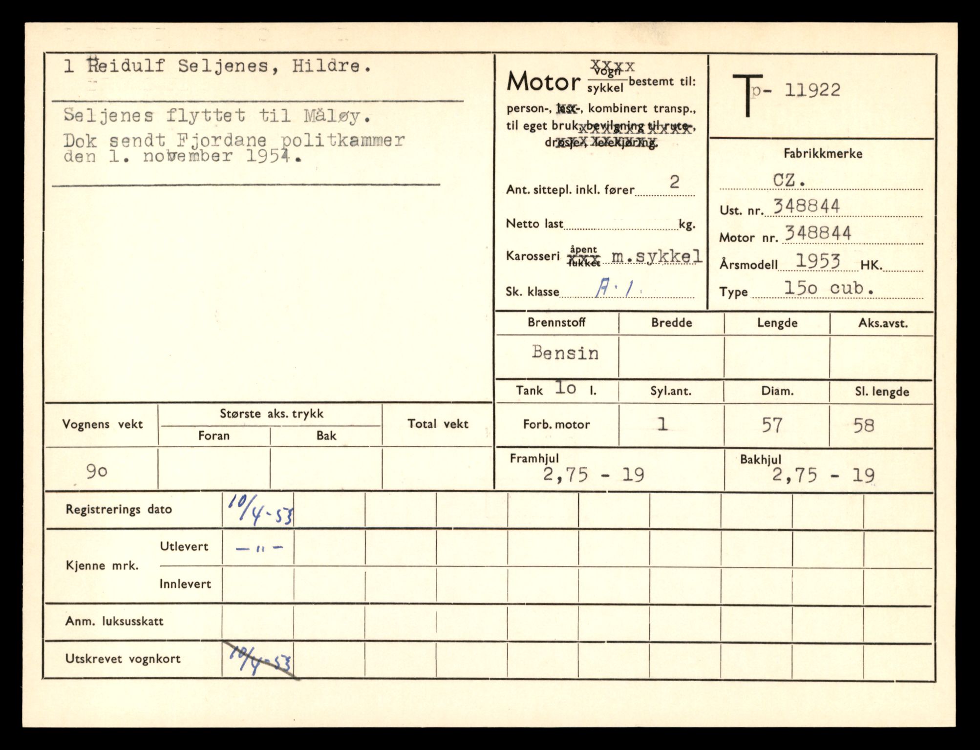 Møre og Romsdal vegkontor - Ålesund trafikkstasjon, AV/SAT-A-4099/F/Fe/L0031: Registreringskort for kjøretøy T 11800 - T 11996, 1927-1998, p. 2131