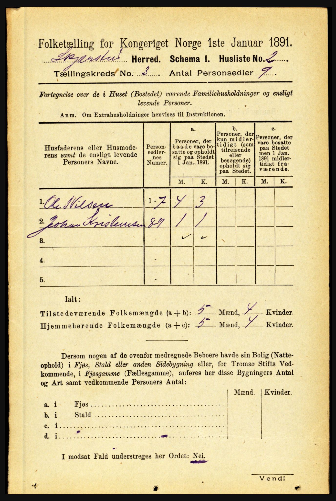 RA, 1891 census for 1842 Skjerstad, 1891, p. 691