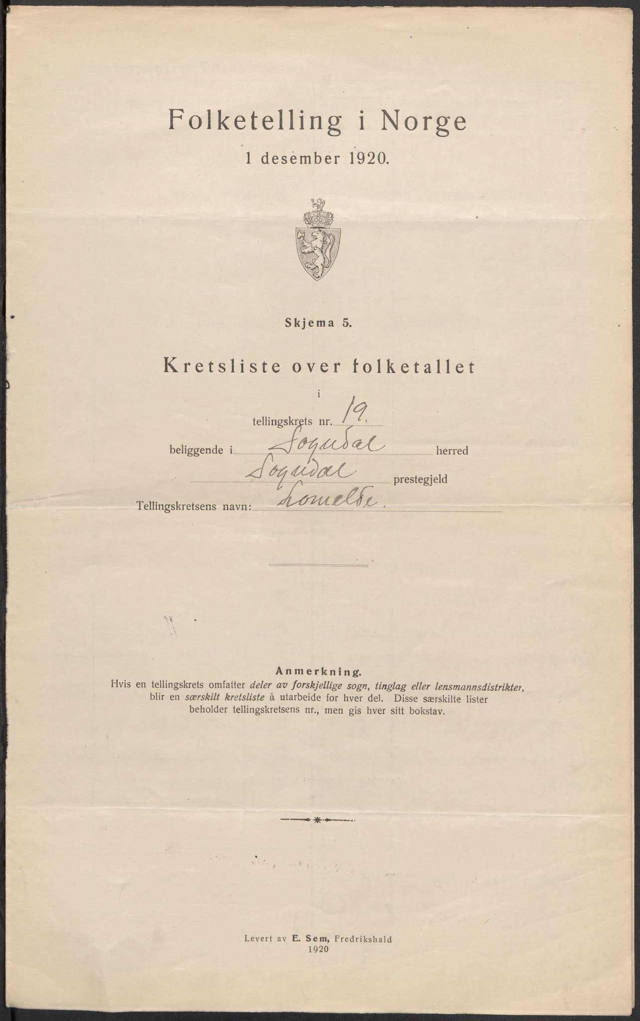 SAB, 1920 census for Sogndal, 1920, p. 59