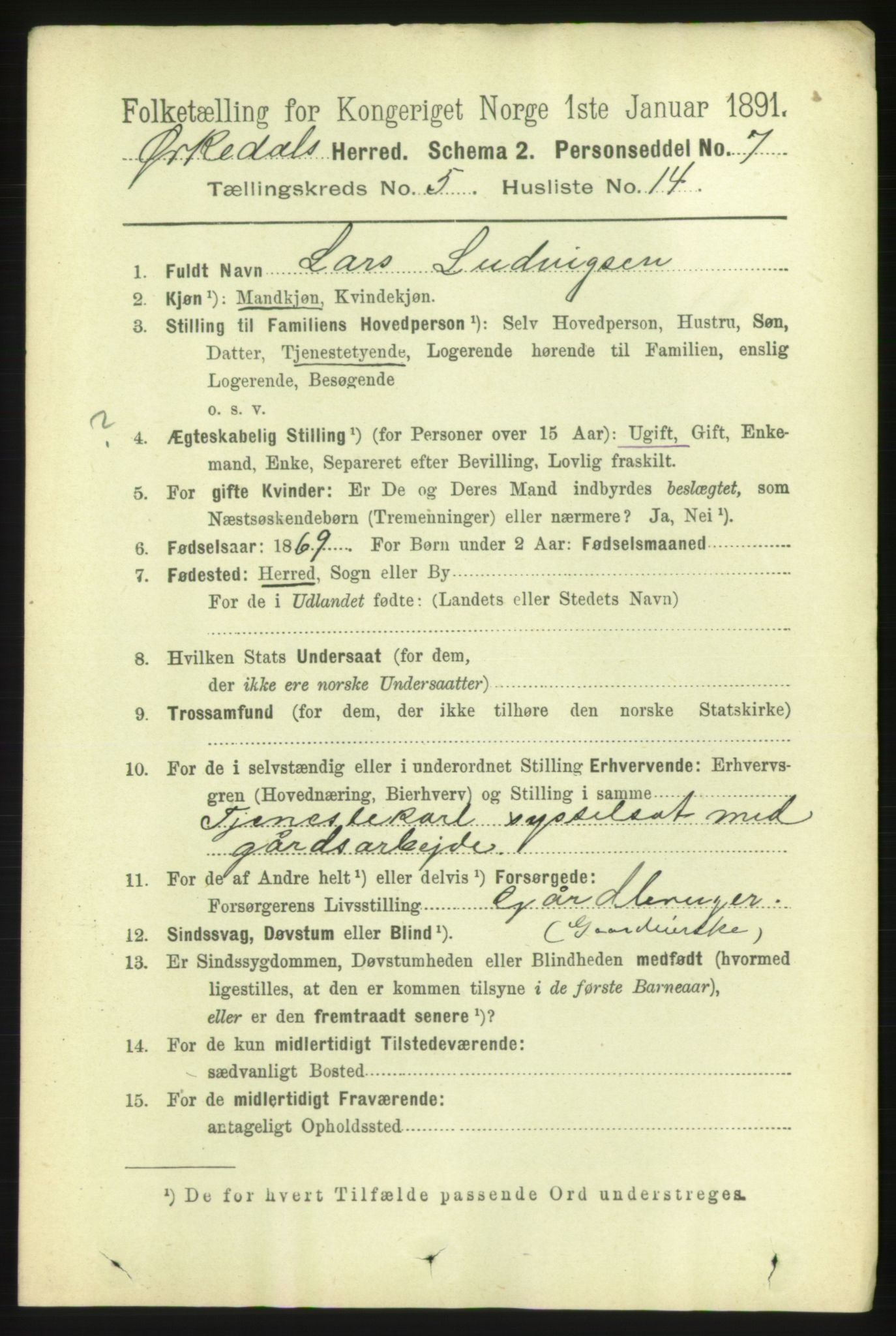RA, 1891 census for 1638 Orkdal, 1891, p. 2603
