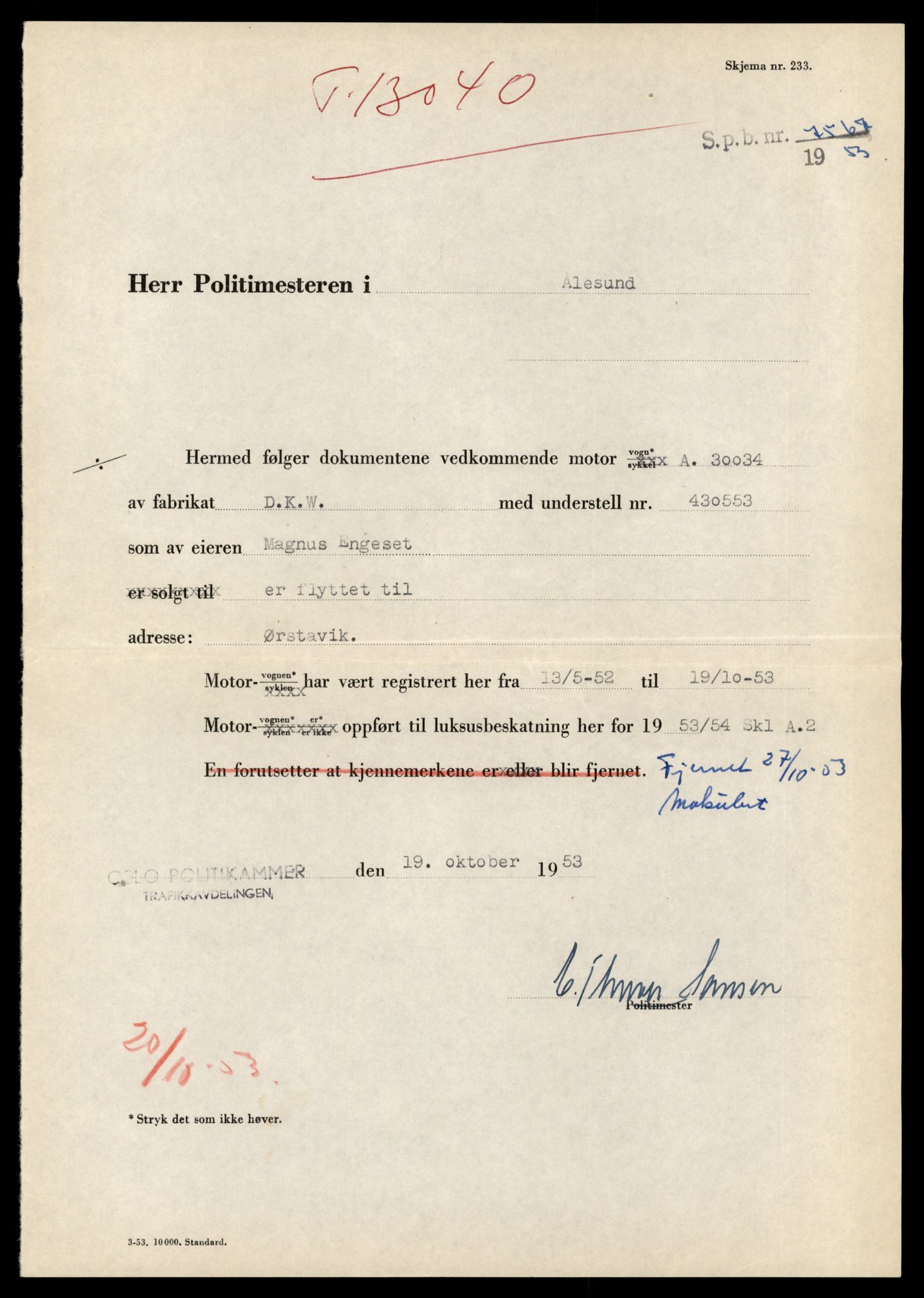 Møre og Romsdal vegkontor - Ålesund trafikkstasjon, AV/SAT-A-4099/F/Fe/L0037: Registreringskort for kjøretøy T 13031 - T 13179, 1927-1998, p. 207