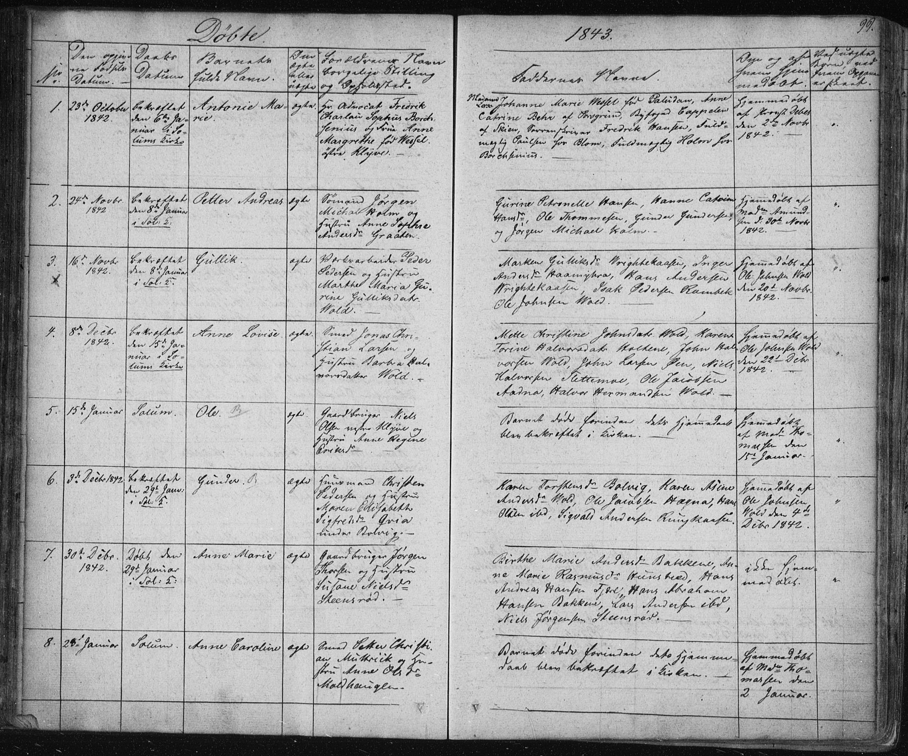 Solum kirkebøker, SAKO/A-306/F/Fa/L0005: Parish register (official) no. I 5, 1833-1843, p. 99