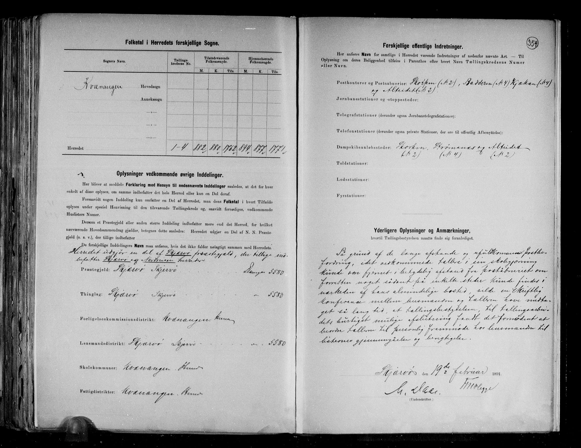 RA, 1891 census for 1943 Kvænangen, 1891, p. 3