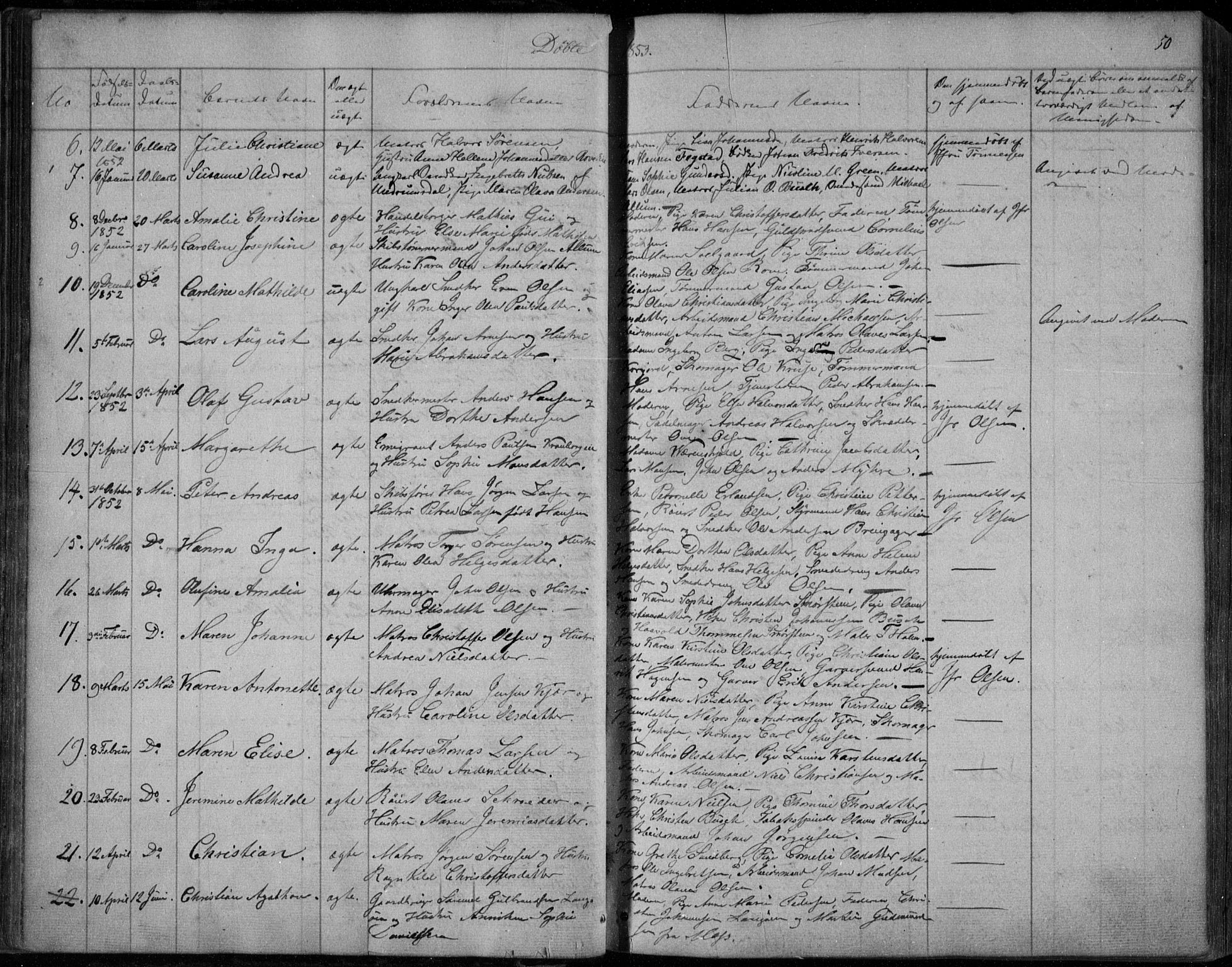 Holmestrand kirkebøker, AV/SAKO-A-346/F/Fa/L0002: Parish register (official) no. 2, 1840-1866, p. 50