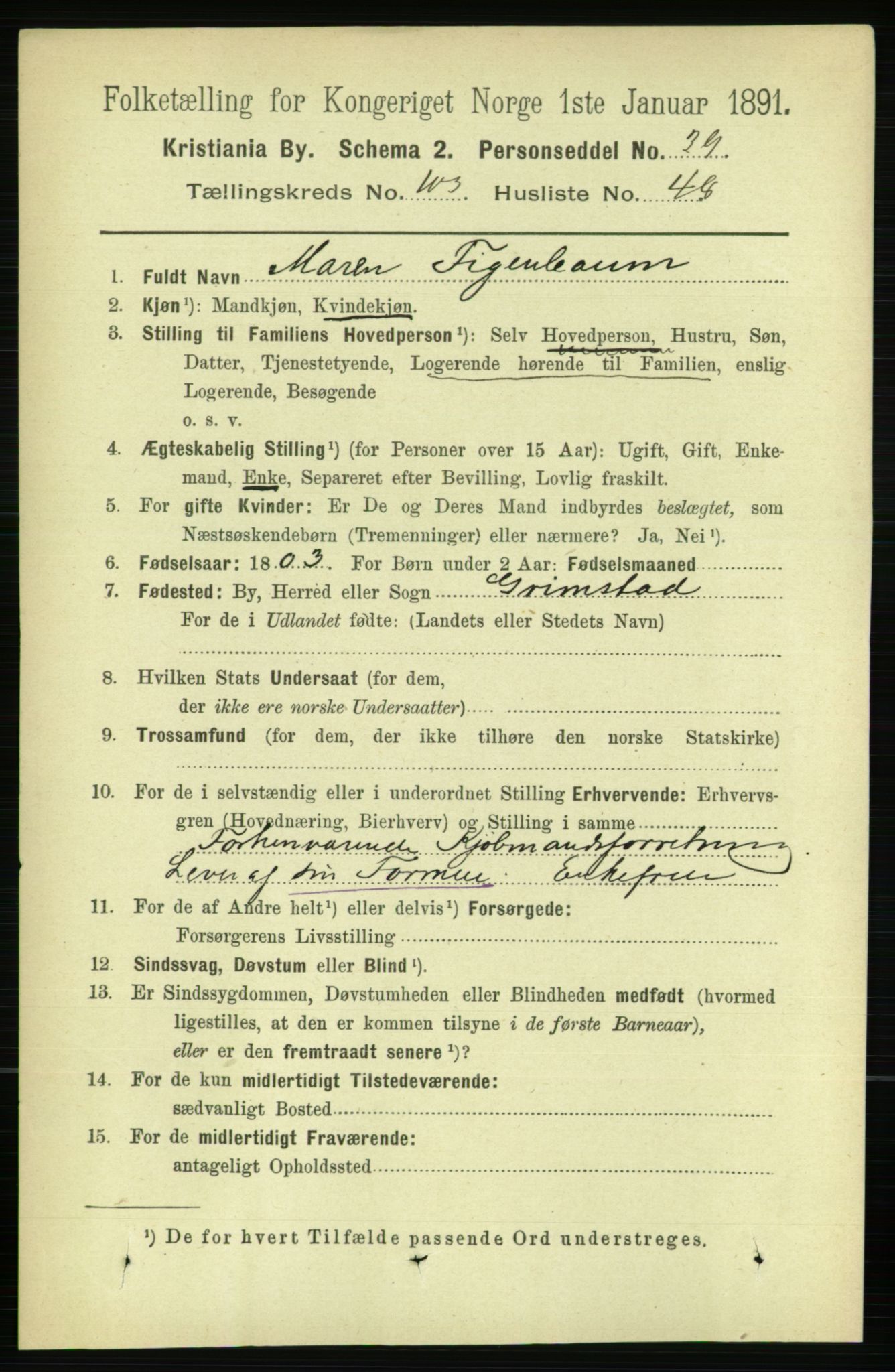 RA, 1891 census for 0301 Kristiania, 1891, p. 52204