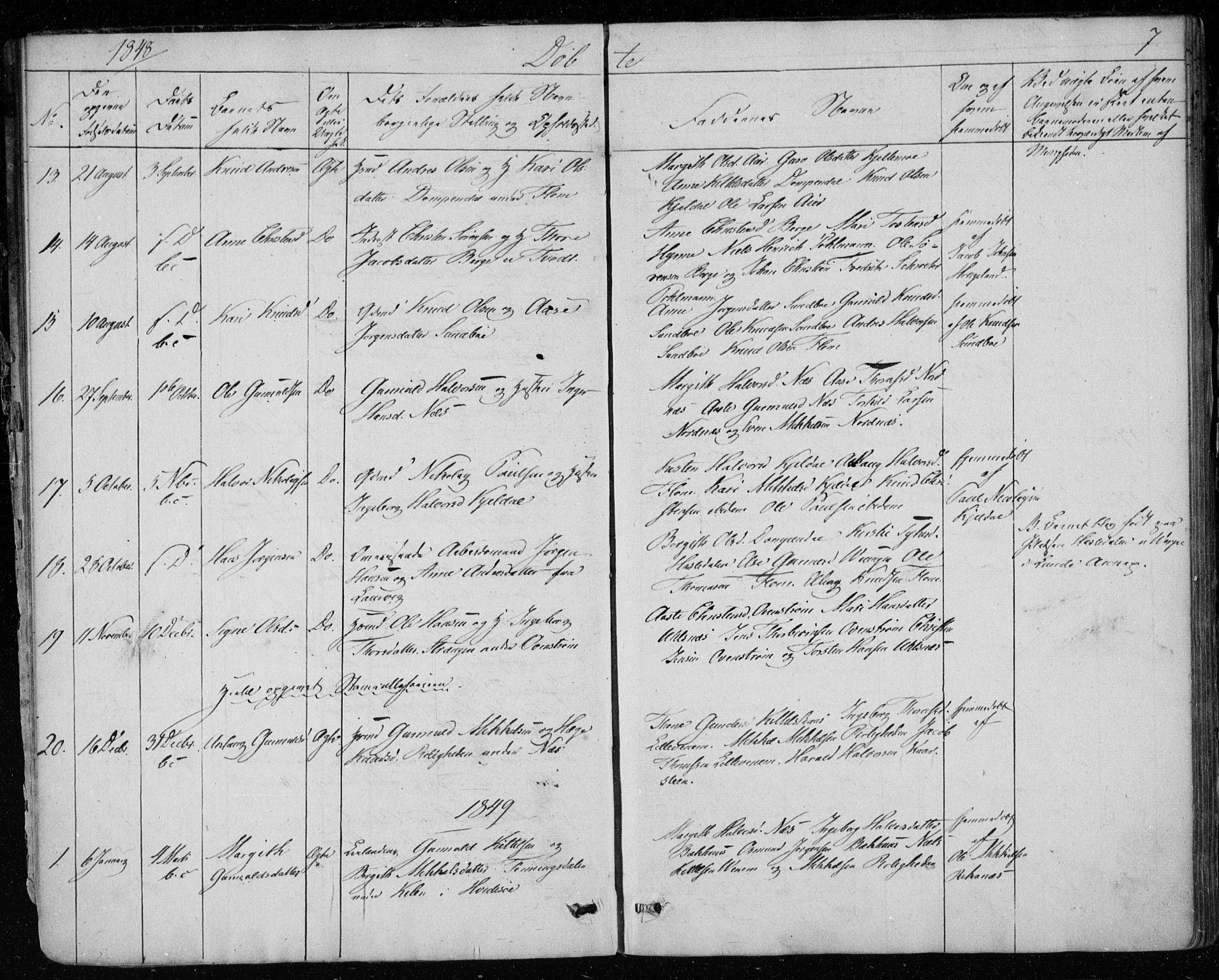 Lunde kirkebøker, SAKO/A-282/F/Fb/L0001: Parish register (official) no. II 1, 1845-1861, p. 7