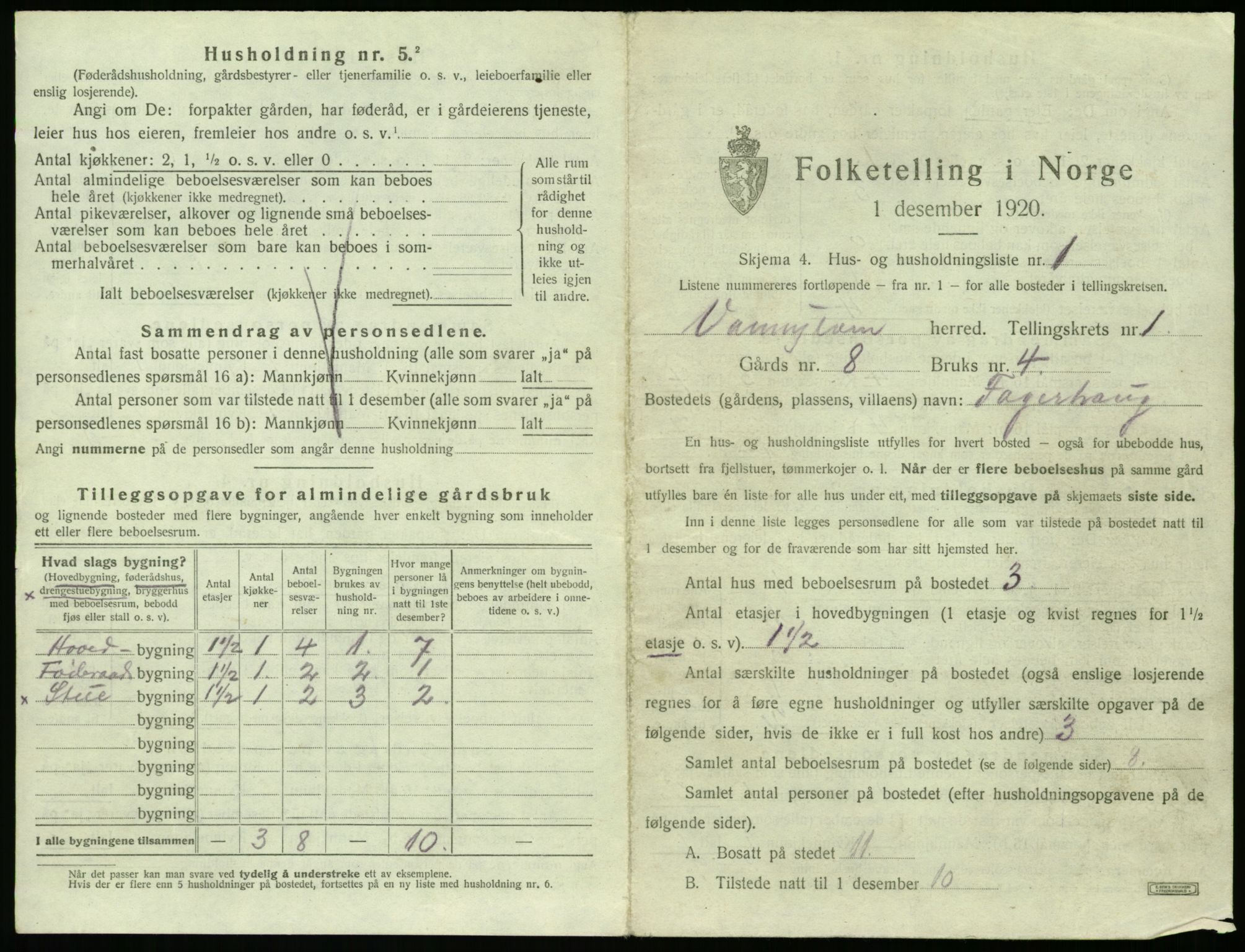 SAT, 1920 census for Vanylven, 1920, p. 33