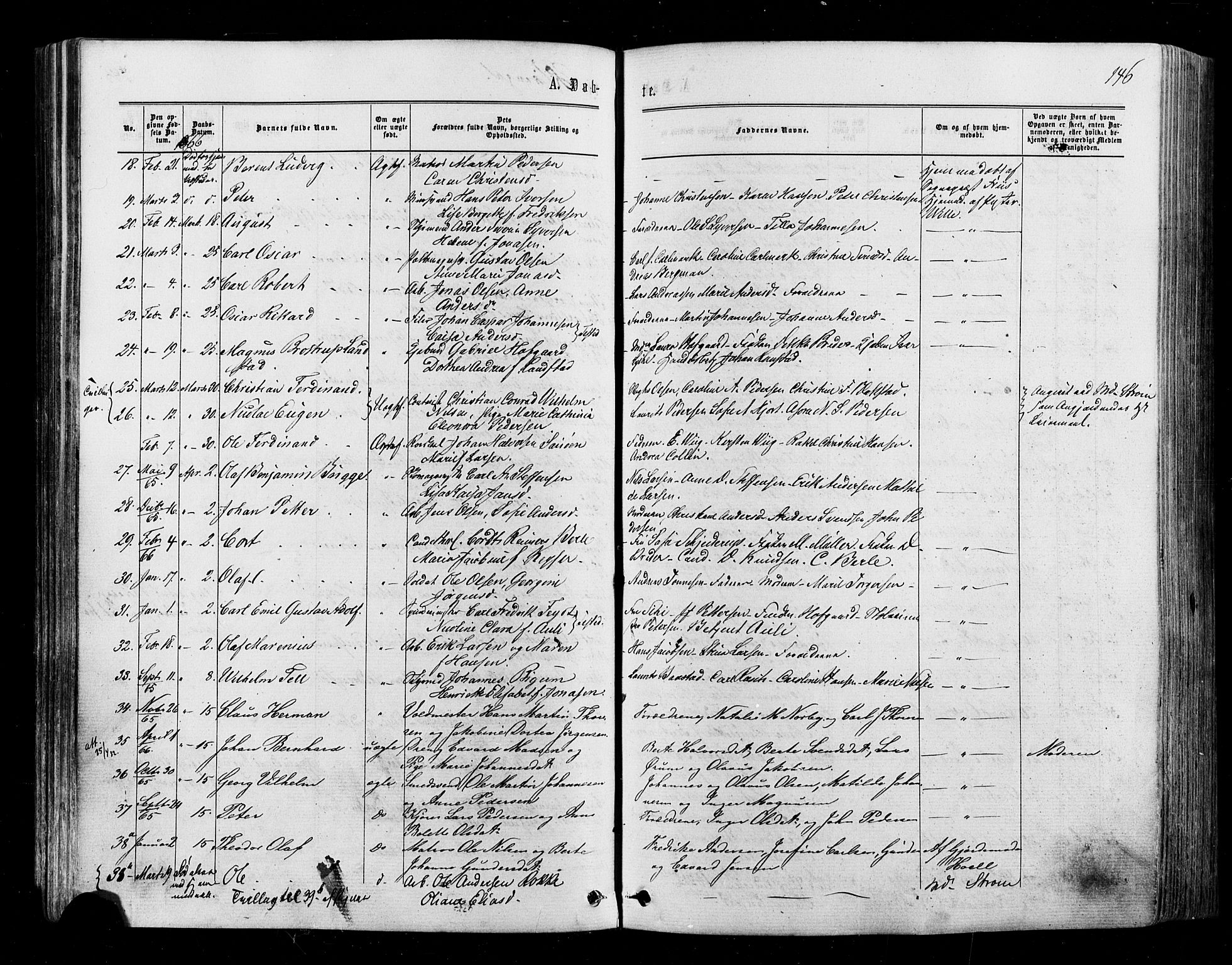 Halden prestekontor Kirkebøker, SAO/A-10909/F/Fa/L0009: Parish register (official) no. I 9, 1866-1877, p. 146