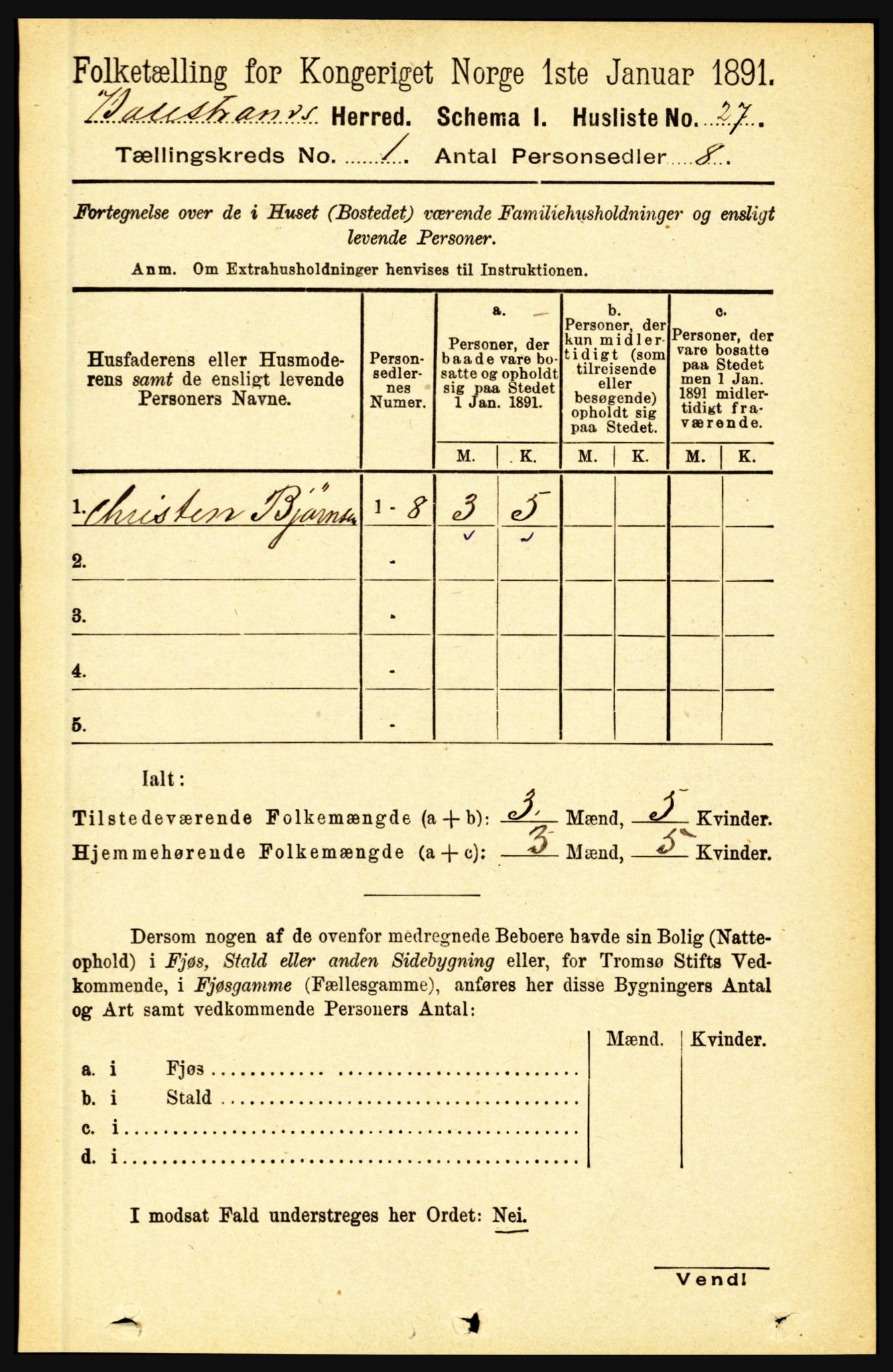 RA, 1891 census for 1418 Balestrand, 1891, p. 57