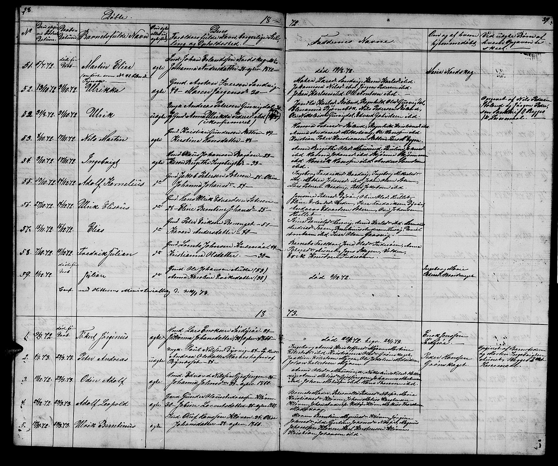 Ministerialprotokoller, klokkerbøker og fødselsregistre - Sør-Trøndelag, SAT/A-1456/640/L0583: Parish register (copy) no. 640C01, 1866-1877, p. 38-39