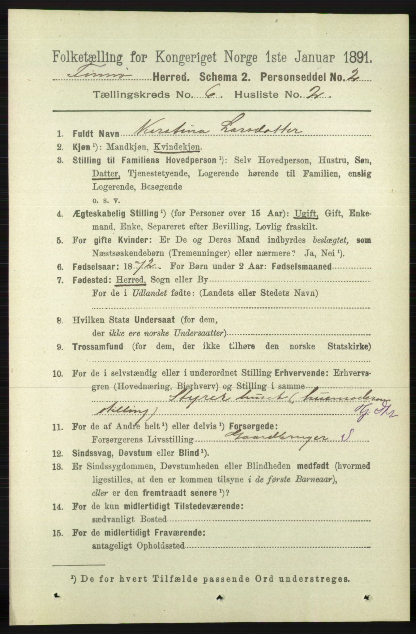 RA, 1891 census for 1141 Finnøy, 1891, p. 1289