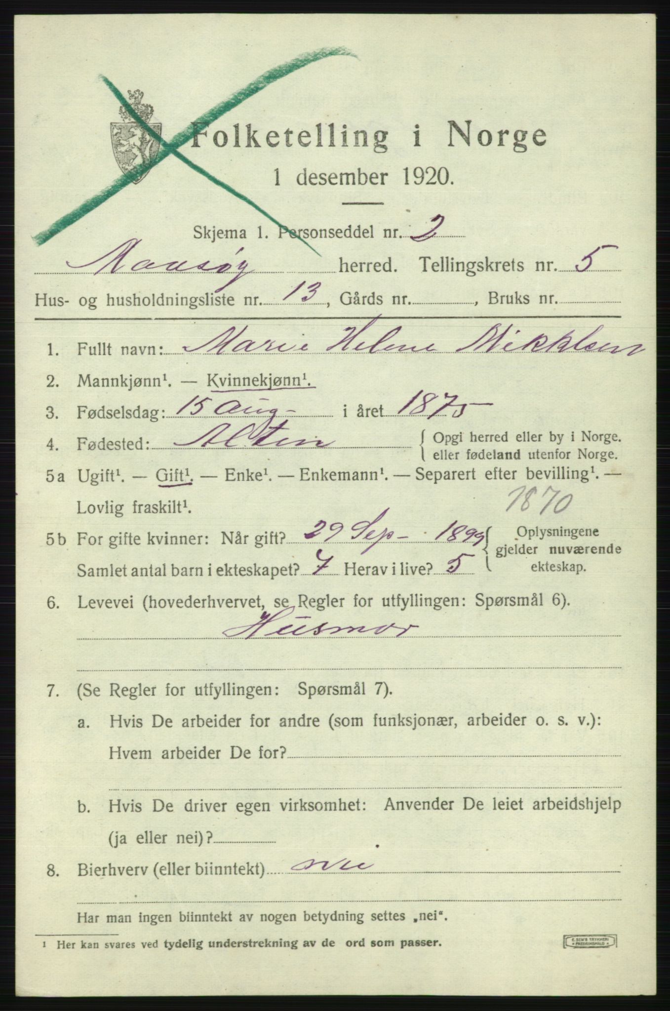 SATØ, 1920 census for Måsøy, 1920, p. 2602