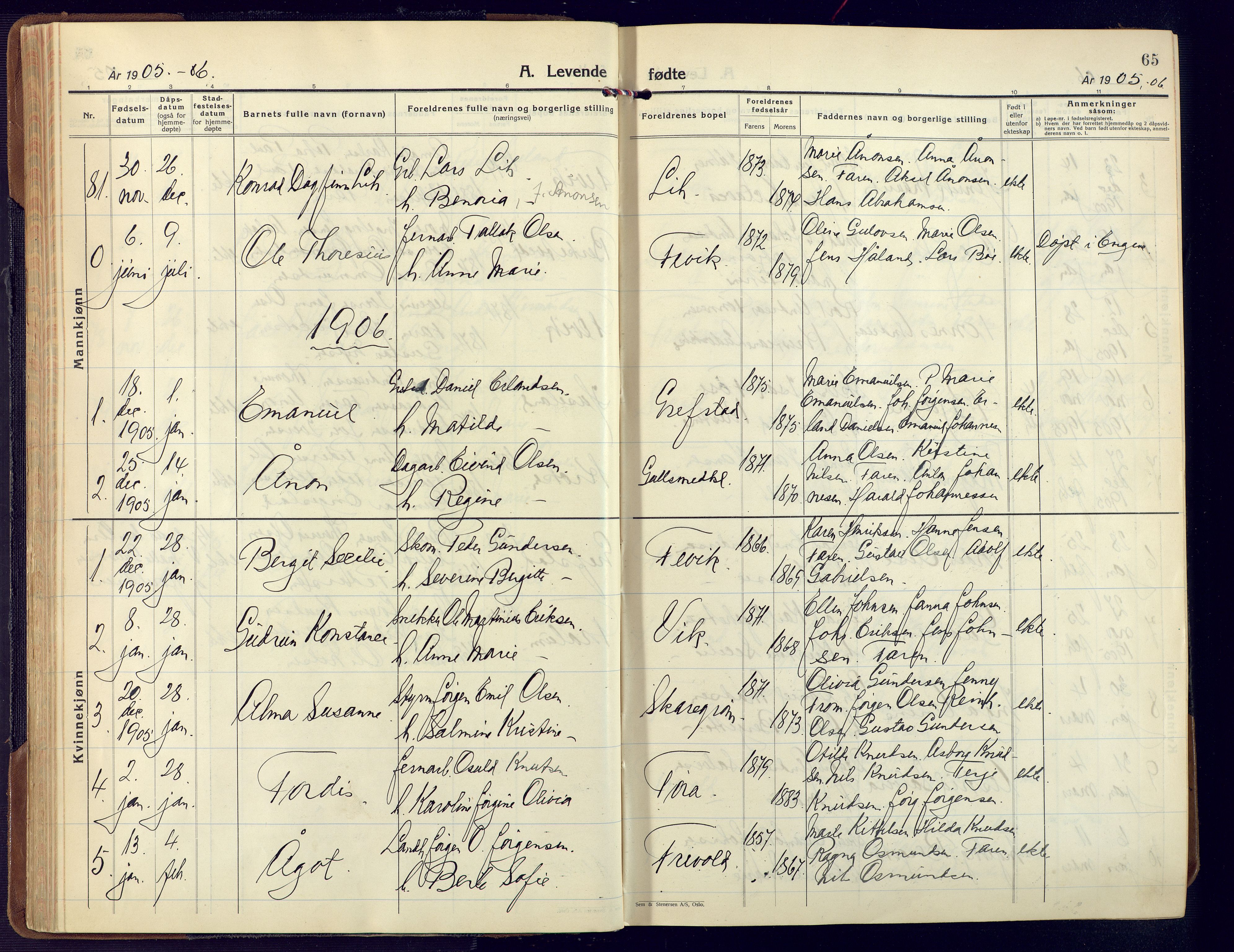 Fjære sokneprestkontor, SAK/1111-0011/F/Fa/L0004: Parish register (official) no. A 4, 1902-1925, p. 65