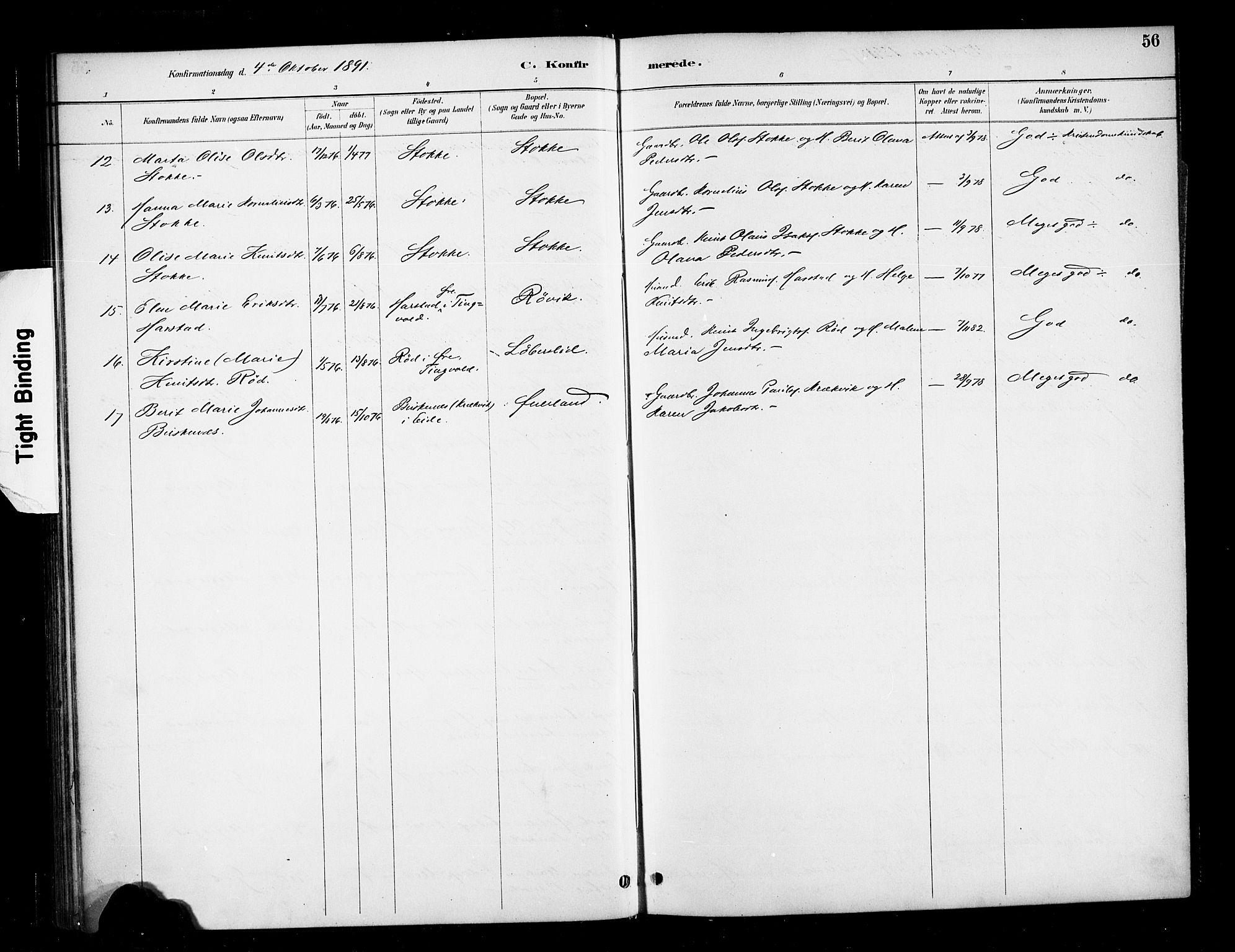 Ministerialprotokoller, klokkerbøker og fødselsregistre - Møre og Romsdal, SAT/A-1454/568/L0809: Parish register (official) no. 568A13, 1884-1900, p. 56