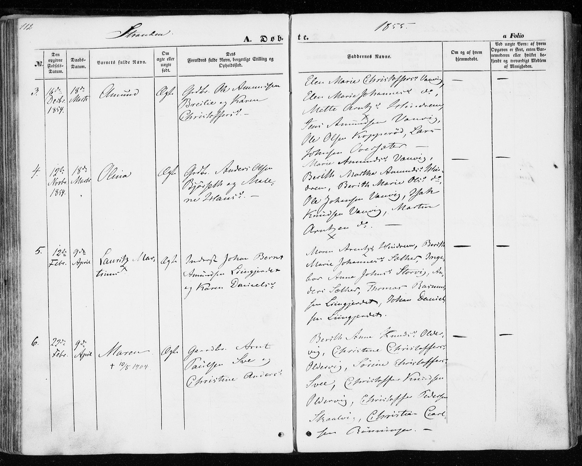 Ministerialprotokoller, klokkerbøker og fødselsregistre - Nord-Trøndelag, SAT/A-1458/701/L0008: Parish register (official) no. 701A08 /2, 1854-1863, p. 112