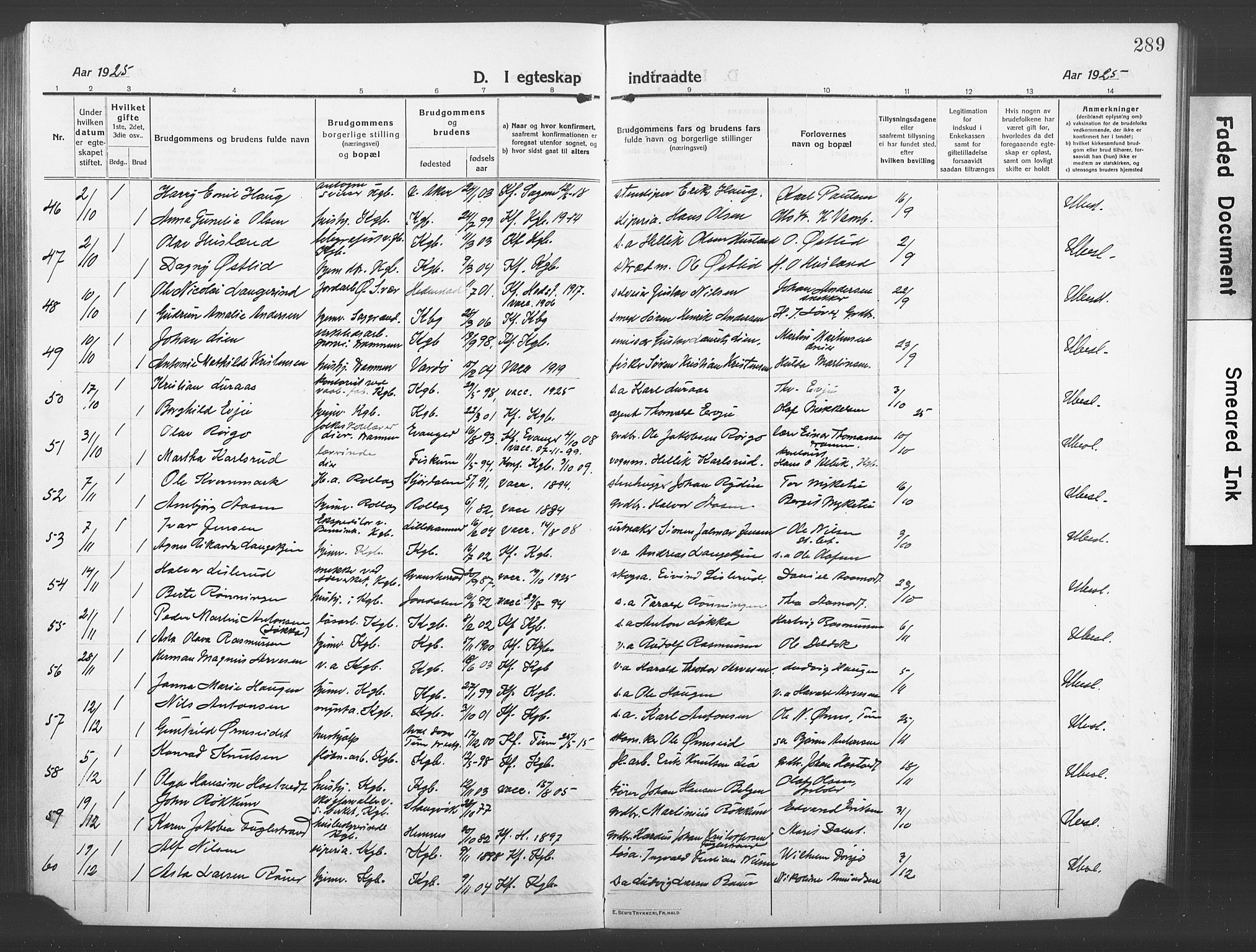 Kongsberg kirkebøker, AV/SAKO-A-22/G/Ga/L0008: Parish register (copy) no. 8, 1915-1932, p. 289