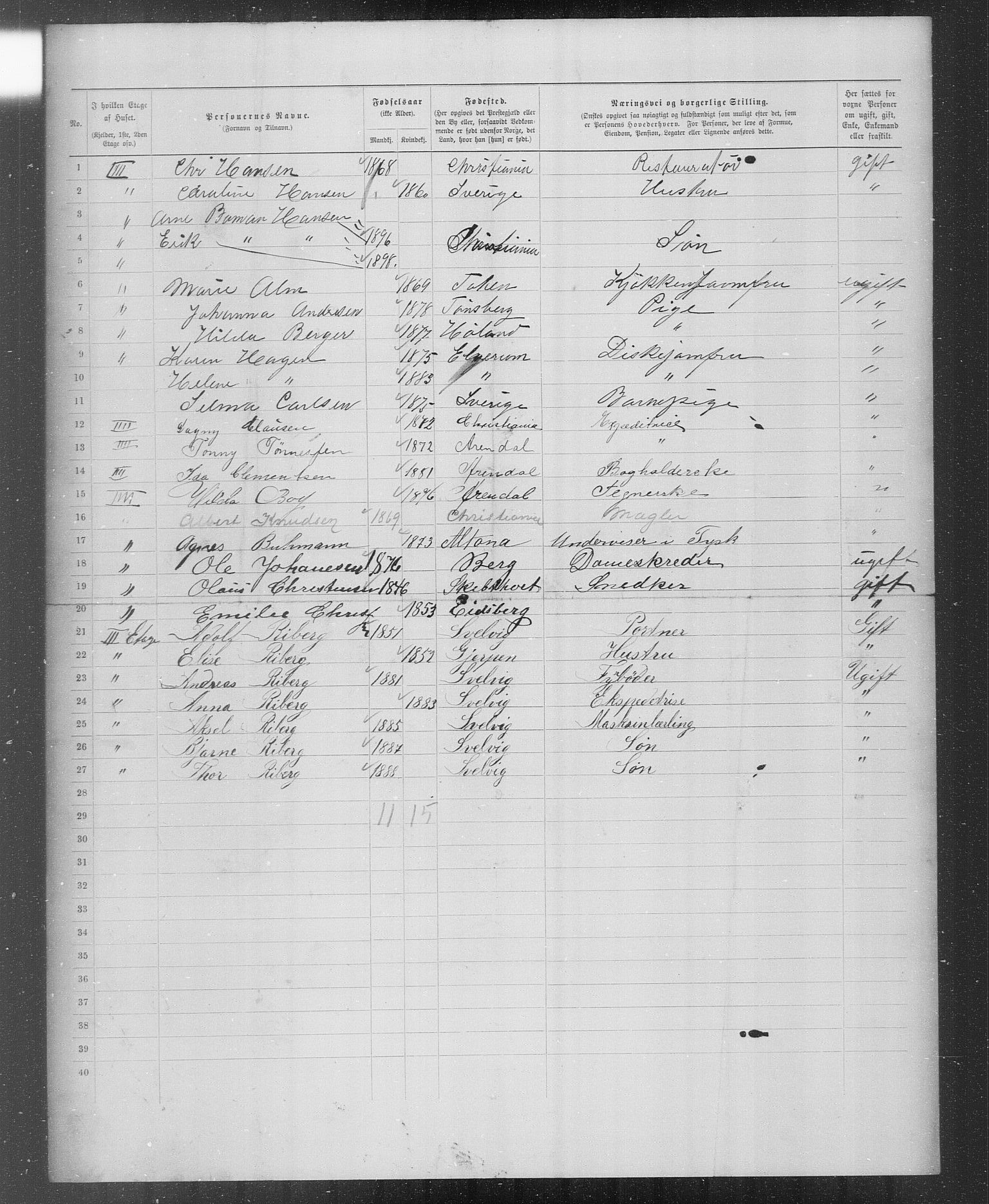 OBA, Municipal Census 1899 for Kristiania, 1899, p. 3972