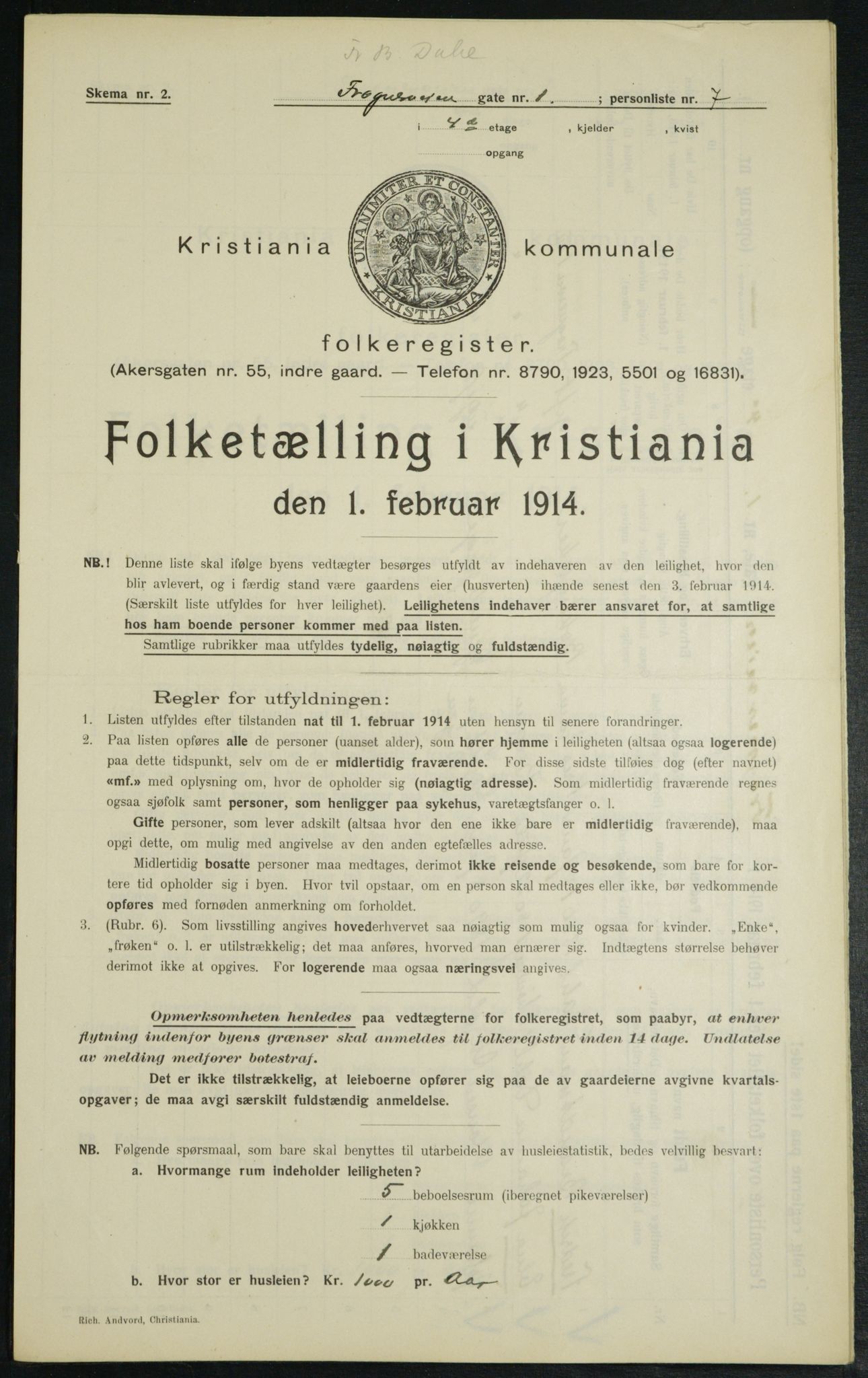 OBA, Municipal Census 1914 for Kristiania, 1914, p. 27283