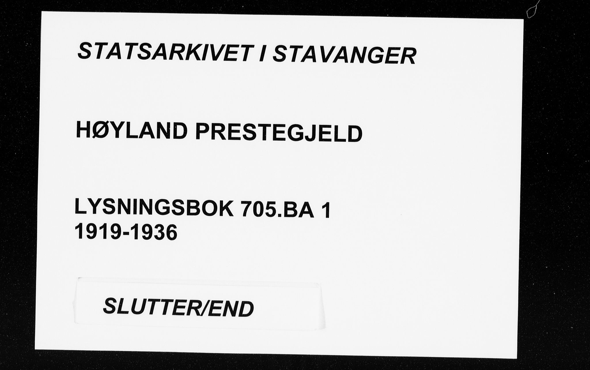 Høyland sokneprestkontor, SAST/A-101799/001/705BA/L0001: Banns register no. 705.BA.1, 1919-1936