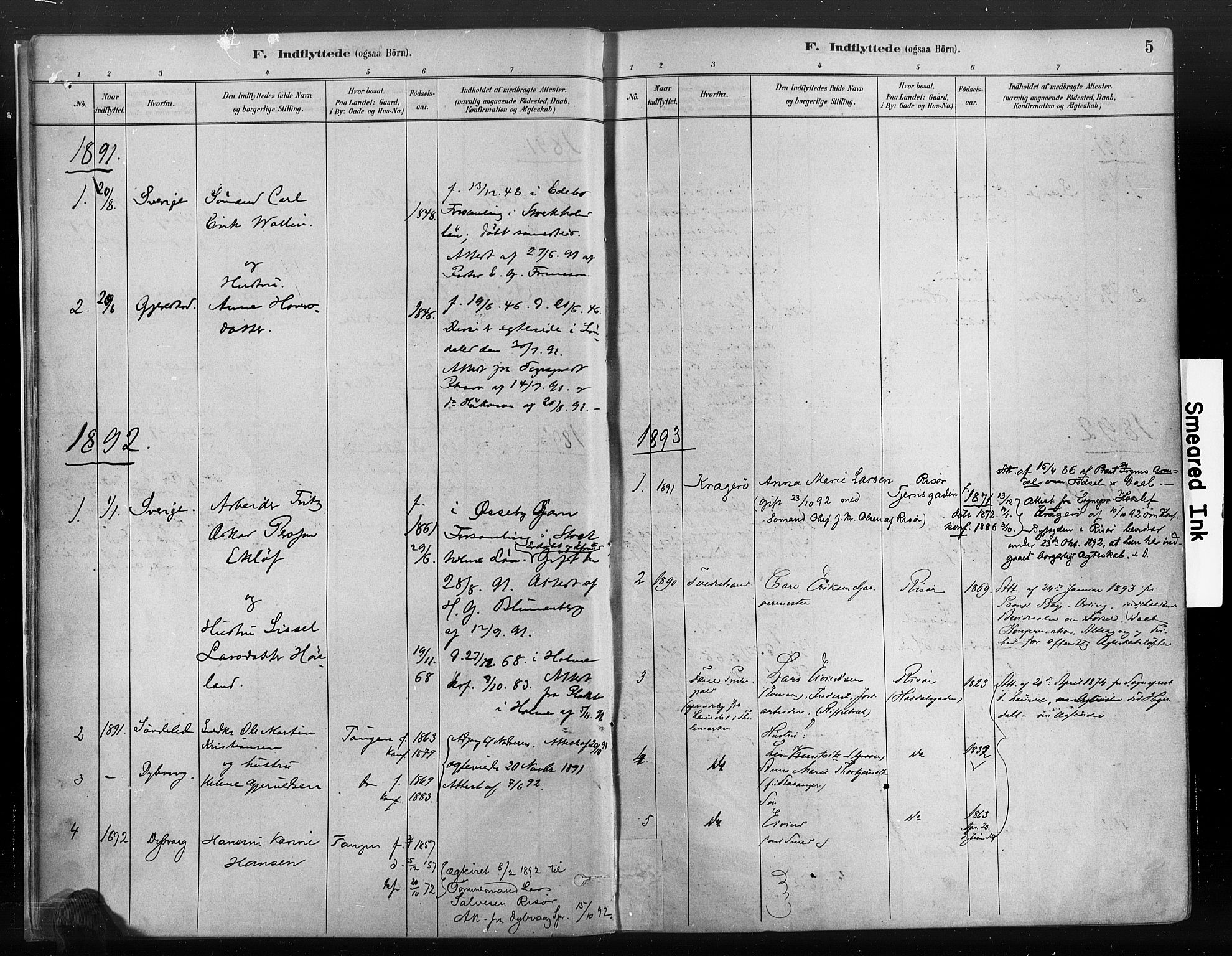 Risør sokneprestkontor, SAK/1111-0035/F/Fa/L0006: Parish register (official) no. A 6, 1883-1908, p. 5