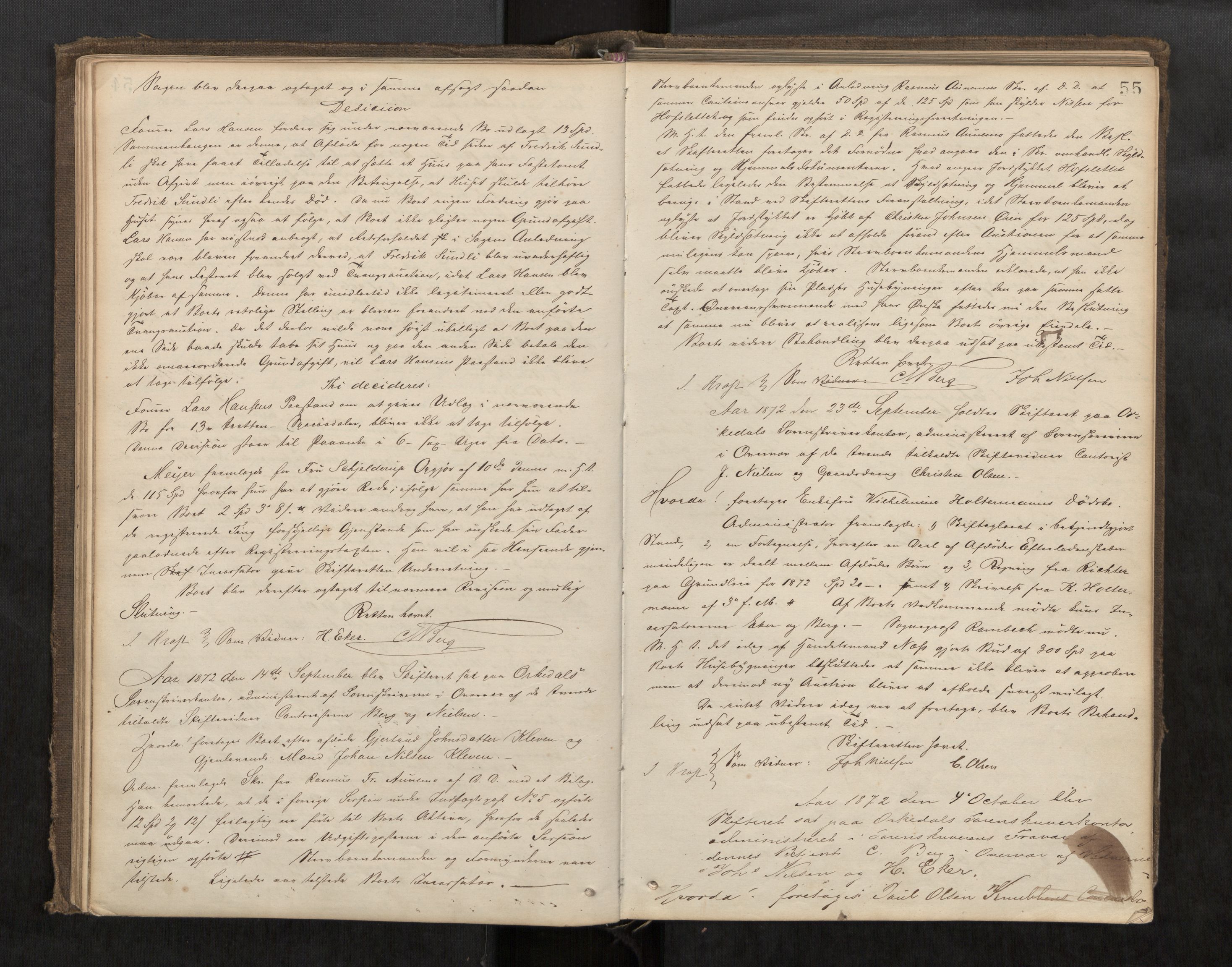 Orkdal sorenskriveri, AV/SAT-A-4169/1/3/3B/L0006: Skiftebehandlingsprotokoll, 1870-1885, p. 54b-55a