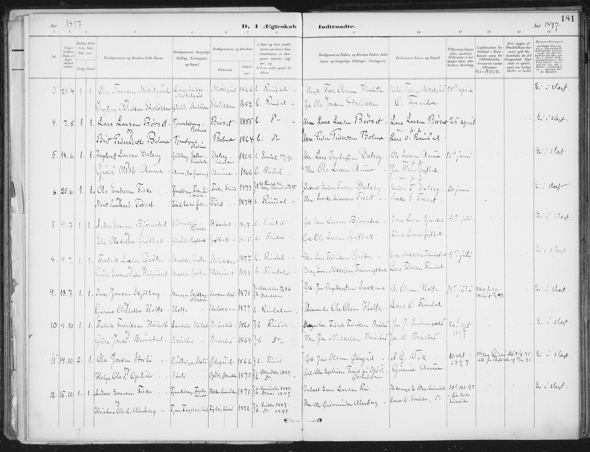Ministerialprotokoller, klokkerbøker og fødselsregistre - Møre og Romsdal, SAT/A-1454/598/L1072: Parish register (official) no. 598A06, 1896-1910, p. 181