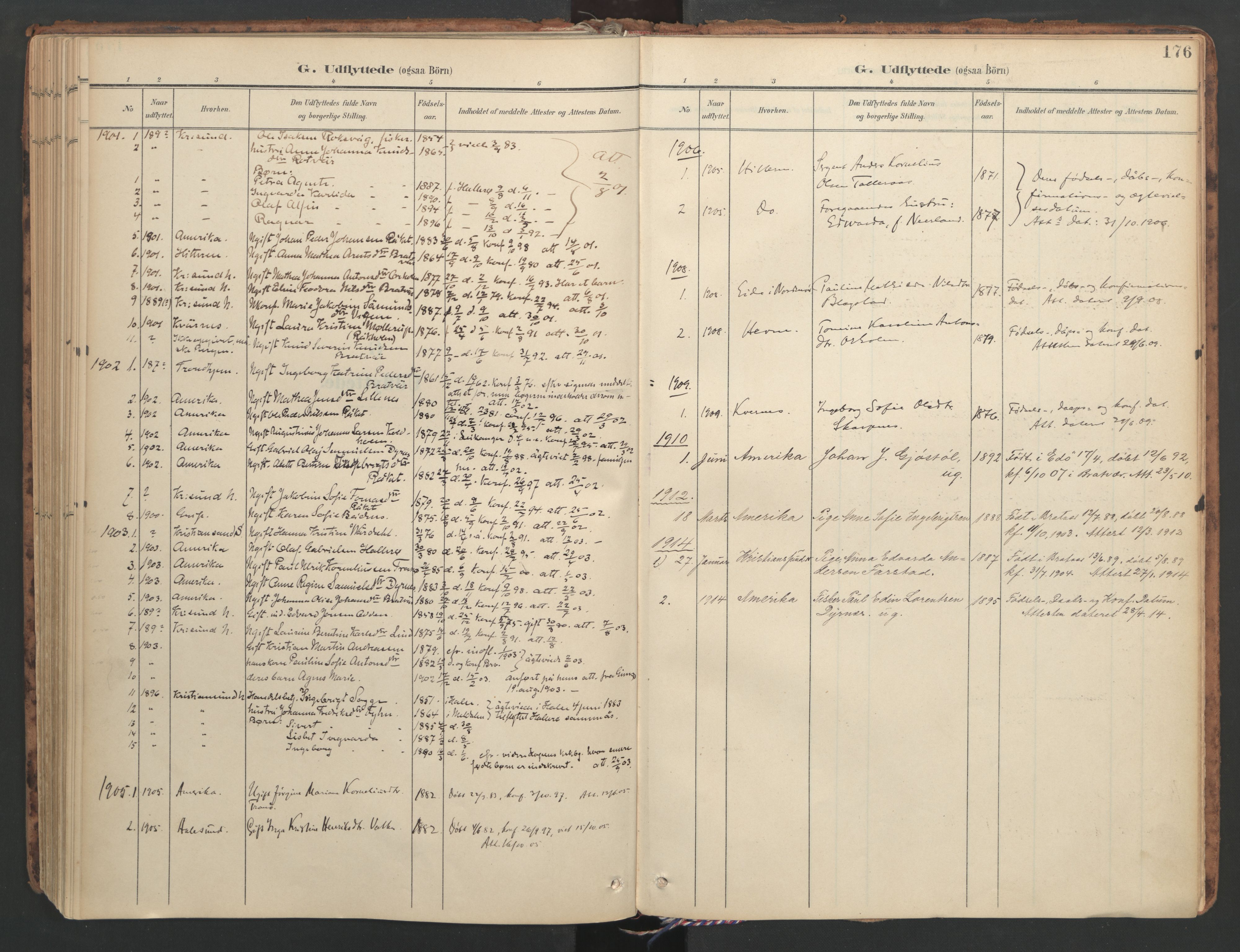 Ministerialprotokoller, klokkerbøker og fødselsregistre - Møre og Romsdal, SAT/A-1454/582/L0948: Parish register (official) no. 582A02, 1901-1922, p. 176