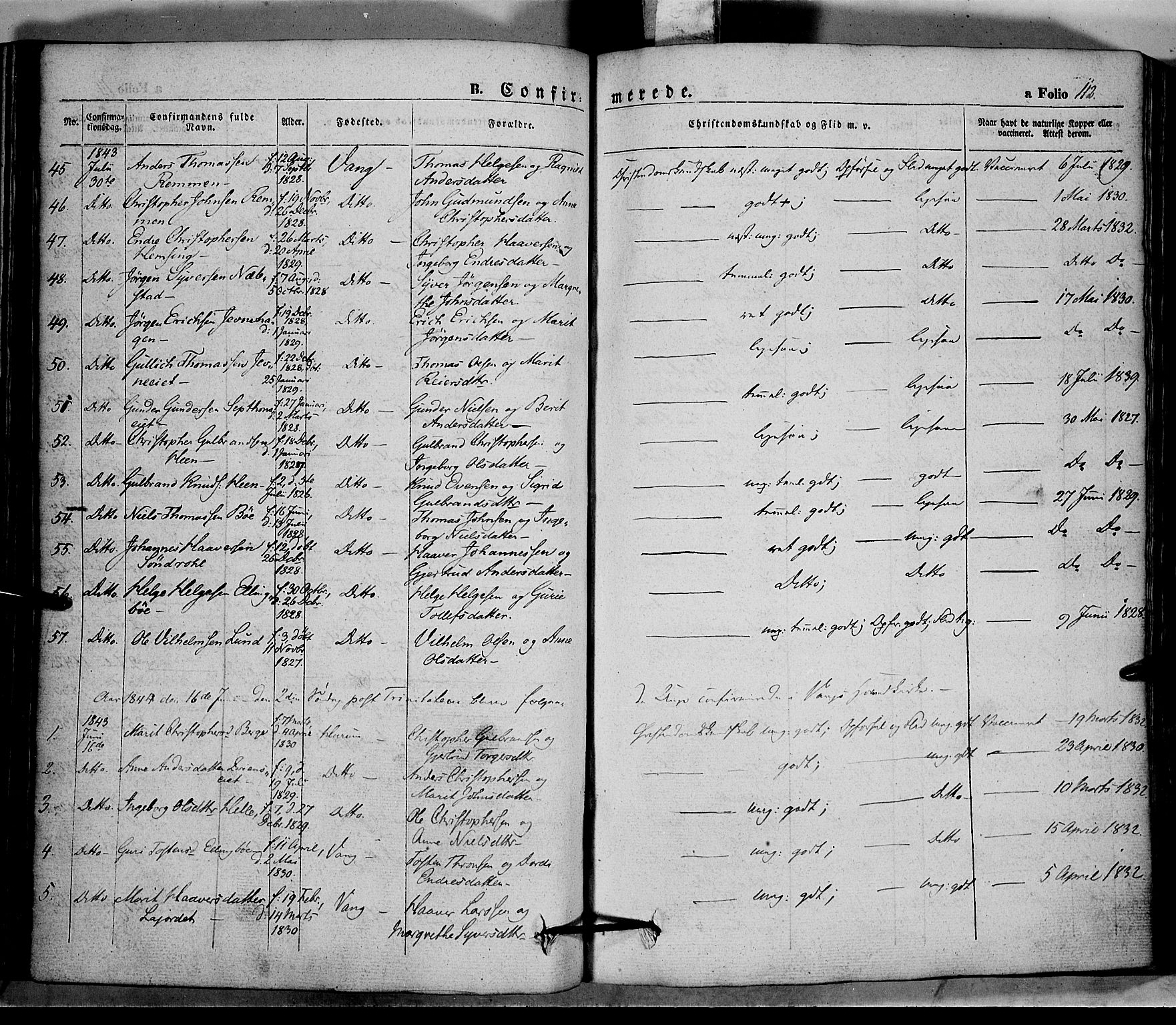 Vang prestekontor, Valdres, SAH/PREST-140/H/Ha/L0005: Parish register (official) no. 5, 1831-1845, p. 112