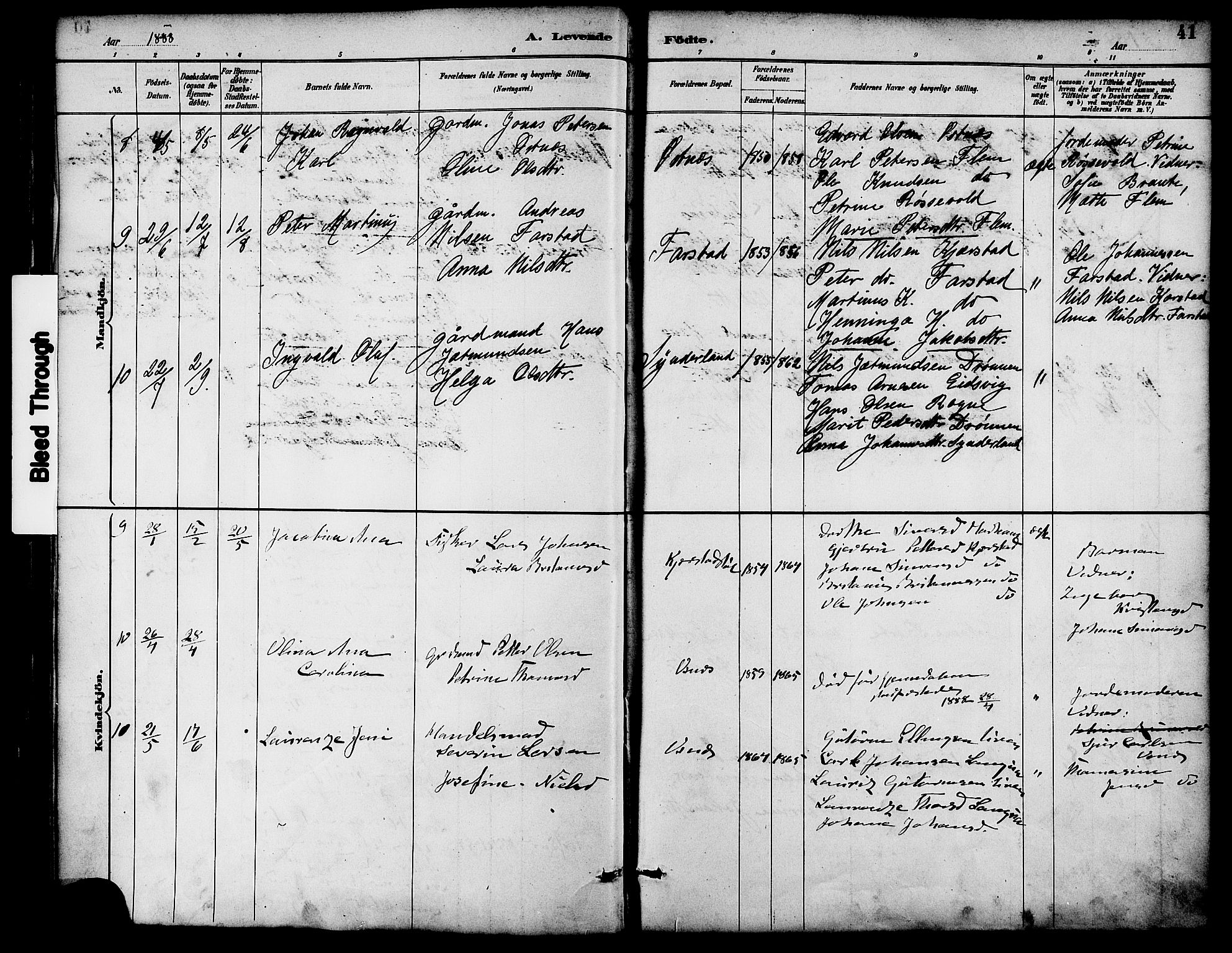 Ministerialprotokoller, klokkerbøker og fødselsregistre - Møre og Romsdal, AV/SAT-A-1454/536/L0501: Parish register (official) no. 536A10, 1884-1896, p. 41