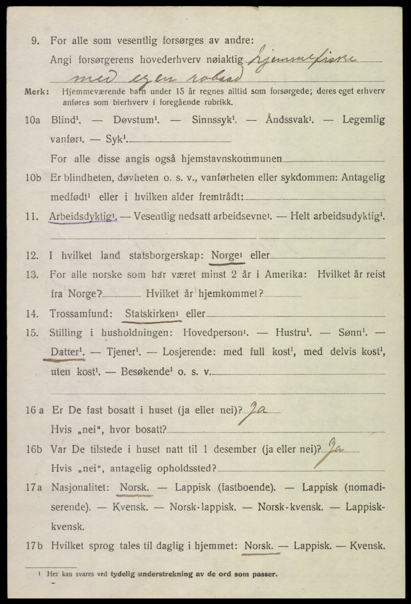 SAT, 1920 census for Vågan, 1920, p. 9510