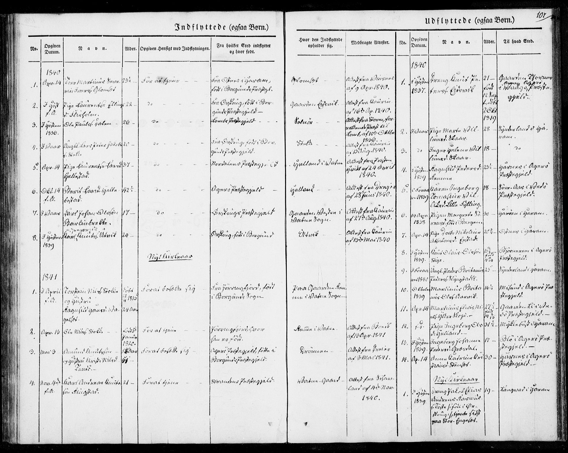 Ministerialprotokoller, klokkerbøker og fødselsregistre - Møre og Romsdal, SAT/A-1454/524/L0352: Parish register (official) no. 524A04, 1838-1847, p. 107