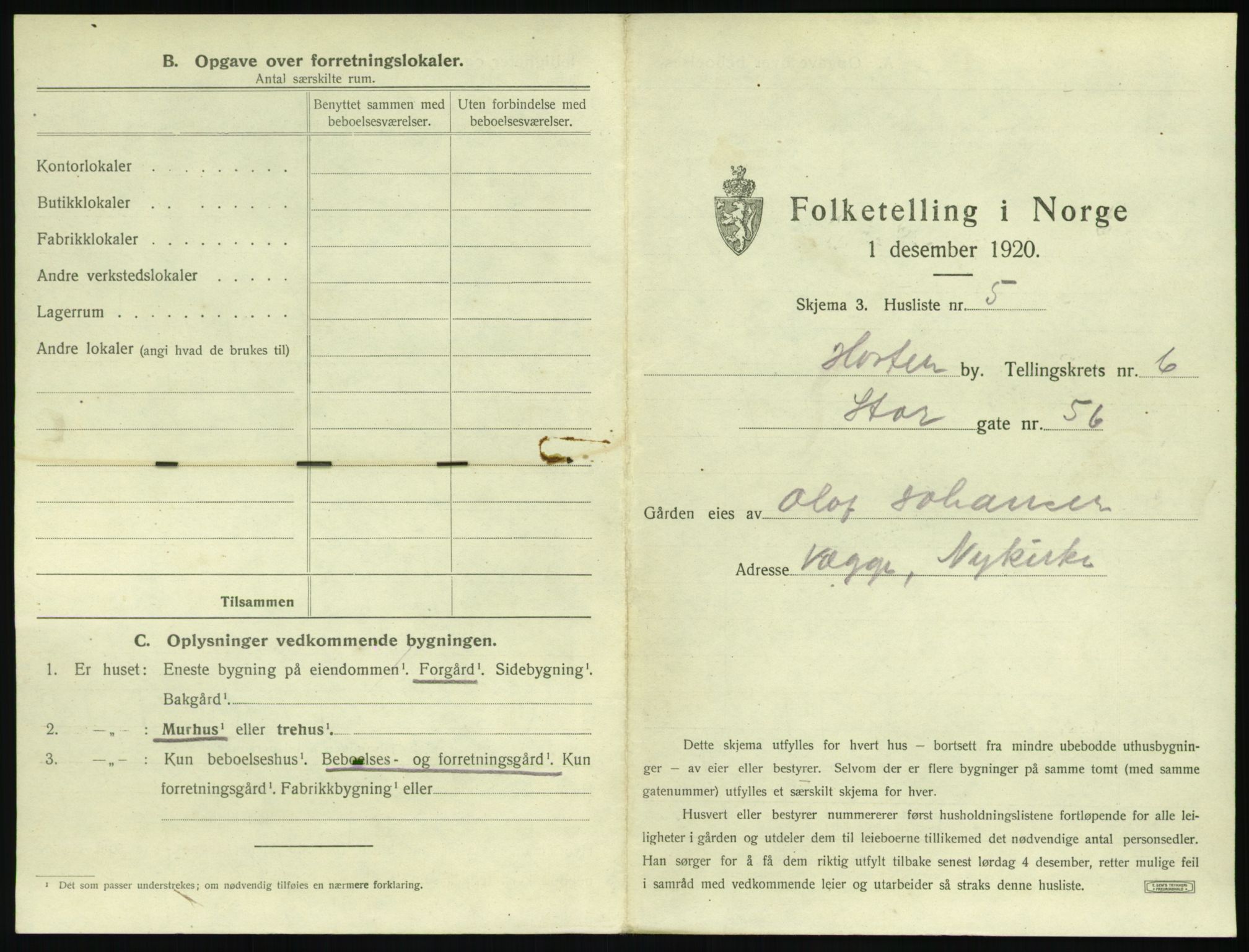 SAKO, 1920 census for Horten, 1920, p. 1931
